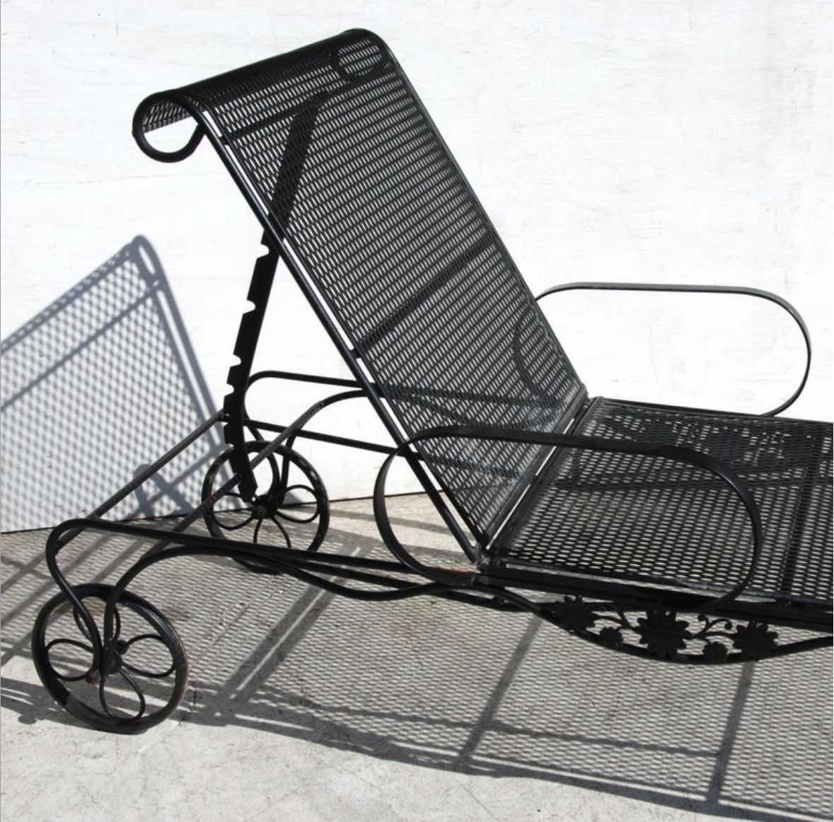 Photo 1 of WOODARD TUCSON ADJUSTABLE CHAISE LOUNGE W BLACK WROUGHT IRON & MESH SEAT $1300