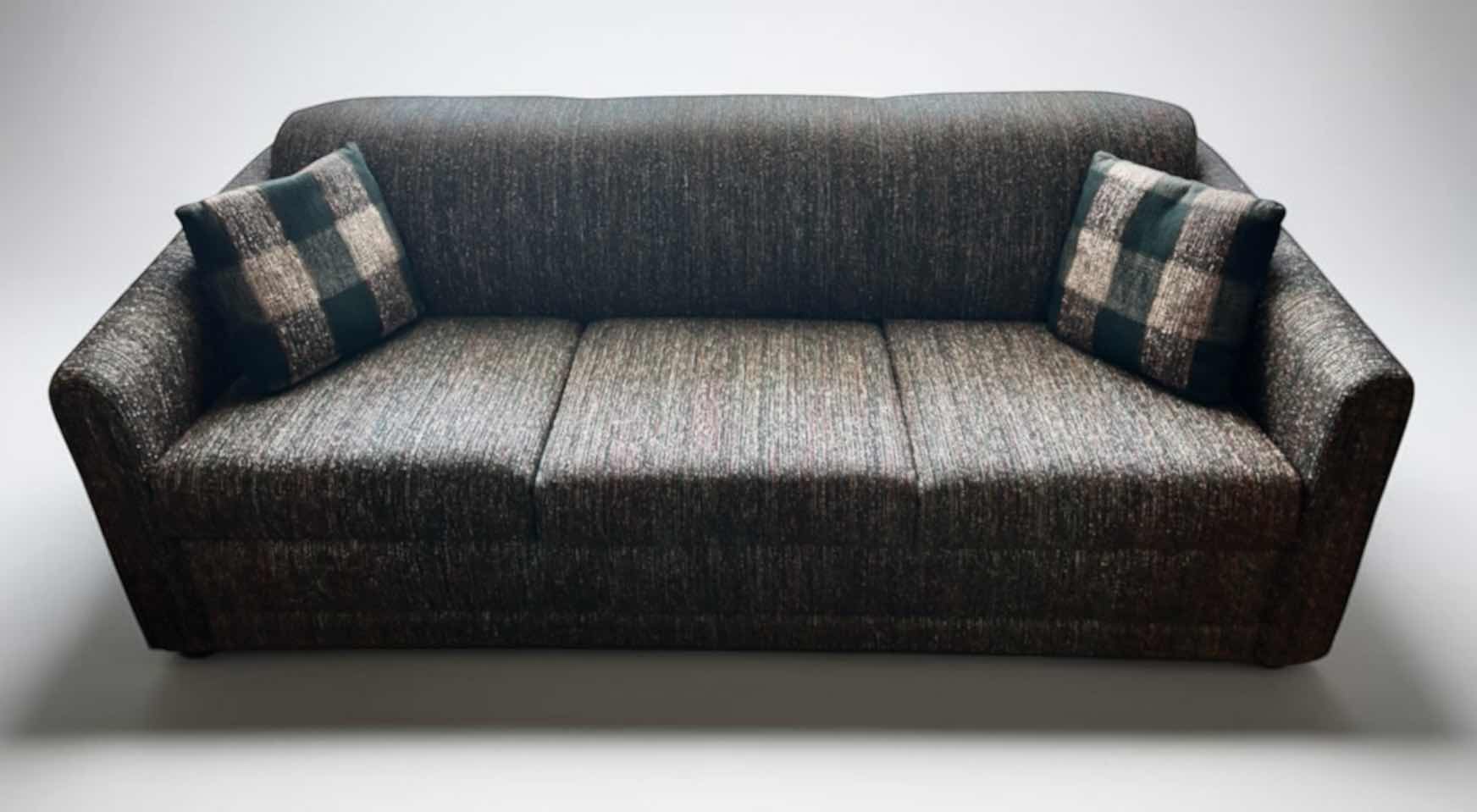 Photo 1 of 7’ KRAUSES PREMIUM SOFA BED GREEN & BURGUNDY UPHOLSTERED COUCH
