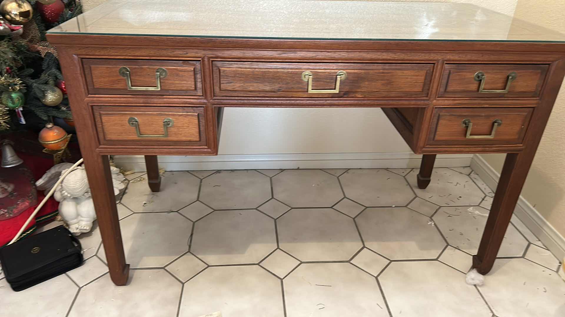 Photo 1 of ROSEWOOD ASIAN MODERN MING-STYLE HARDWOOD FIVE-DRAWER WRITING DESK.
4’ x 22.75” x H30”  $4000