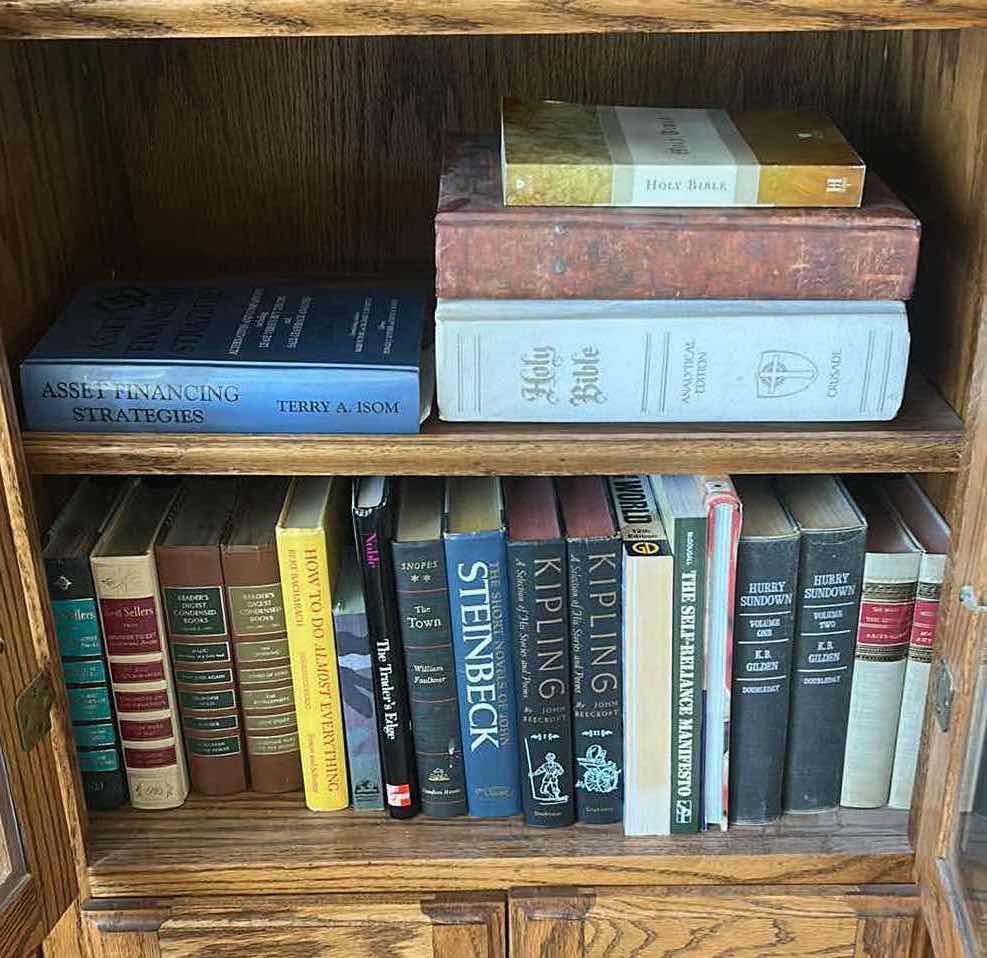 Photo 1 of CONTENTS OF 3 SHELVES BOOKS VARIOUS TITLES AUTHORS