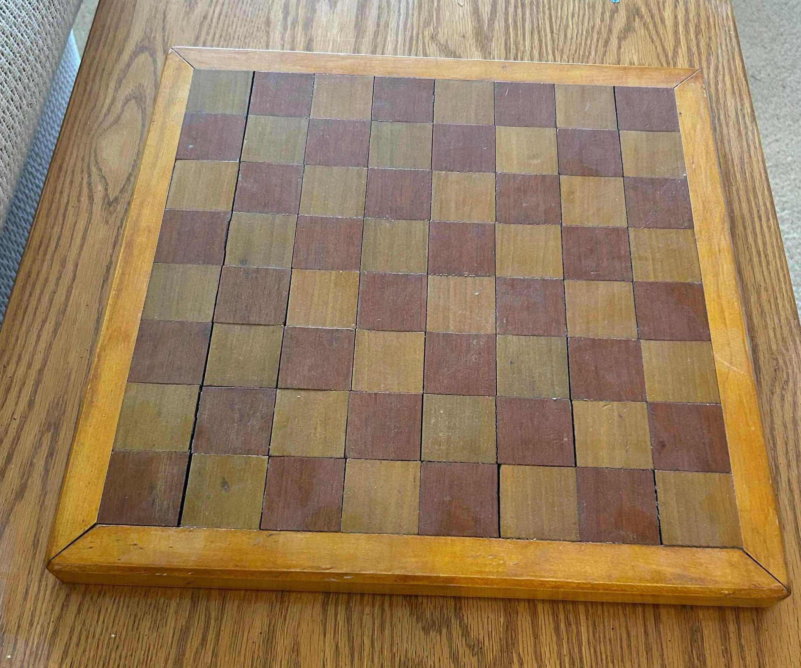 Photo 1 of VINTAGE WOODEN CHESSBOARD W INLAID MOSAIC BLOCK MADE 1874 & CLASSIC WOODEN LABYRINTH TILT MAZE GAME