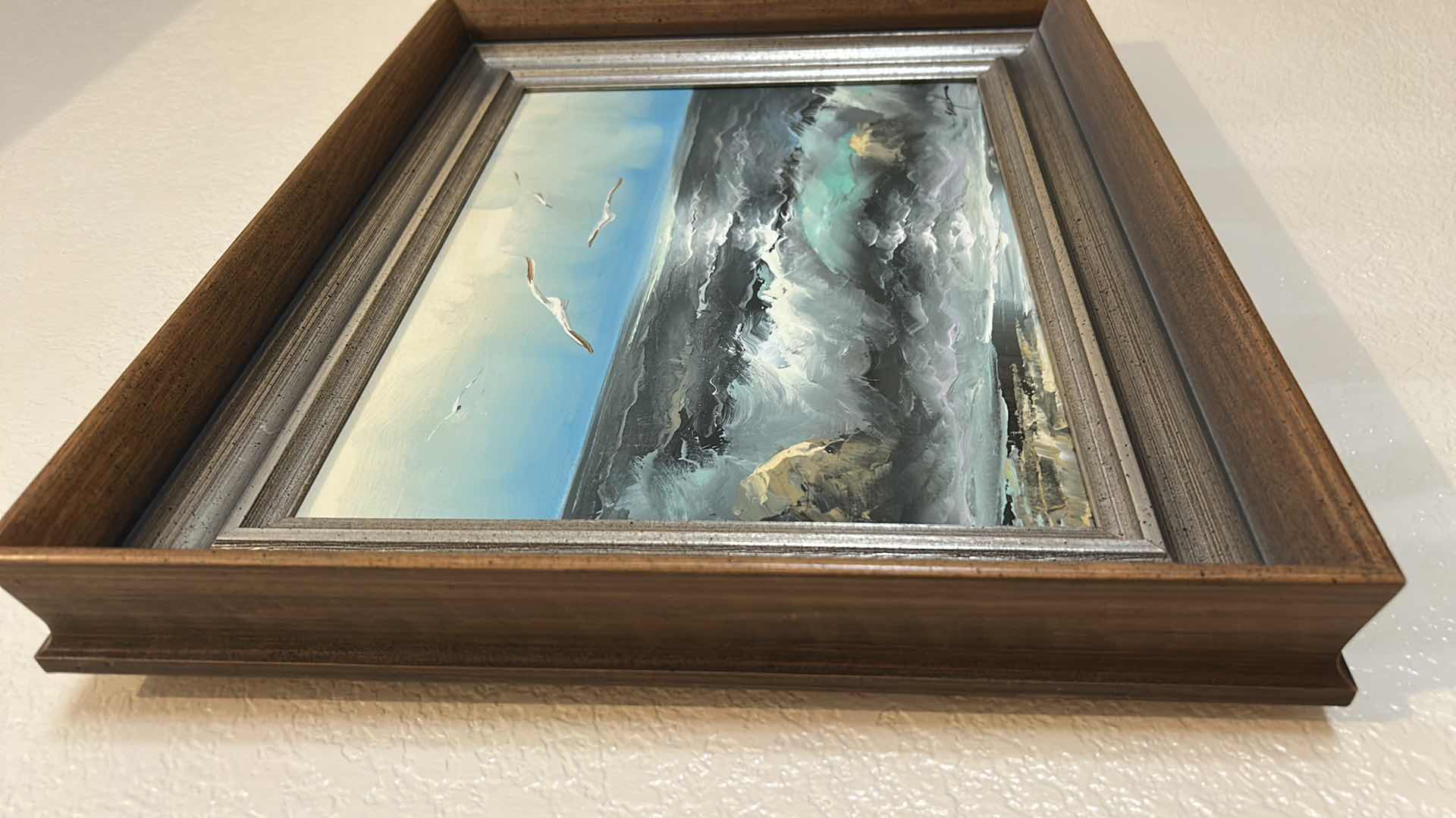 Photo 1 of WOOD FRAMED VINTAGE ORIGINAL  COASTAL SEASCAPE OIL PAINTING ON CANVAS ARTWORK 20“ X 16“
