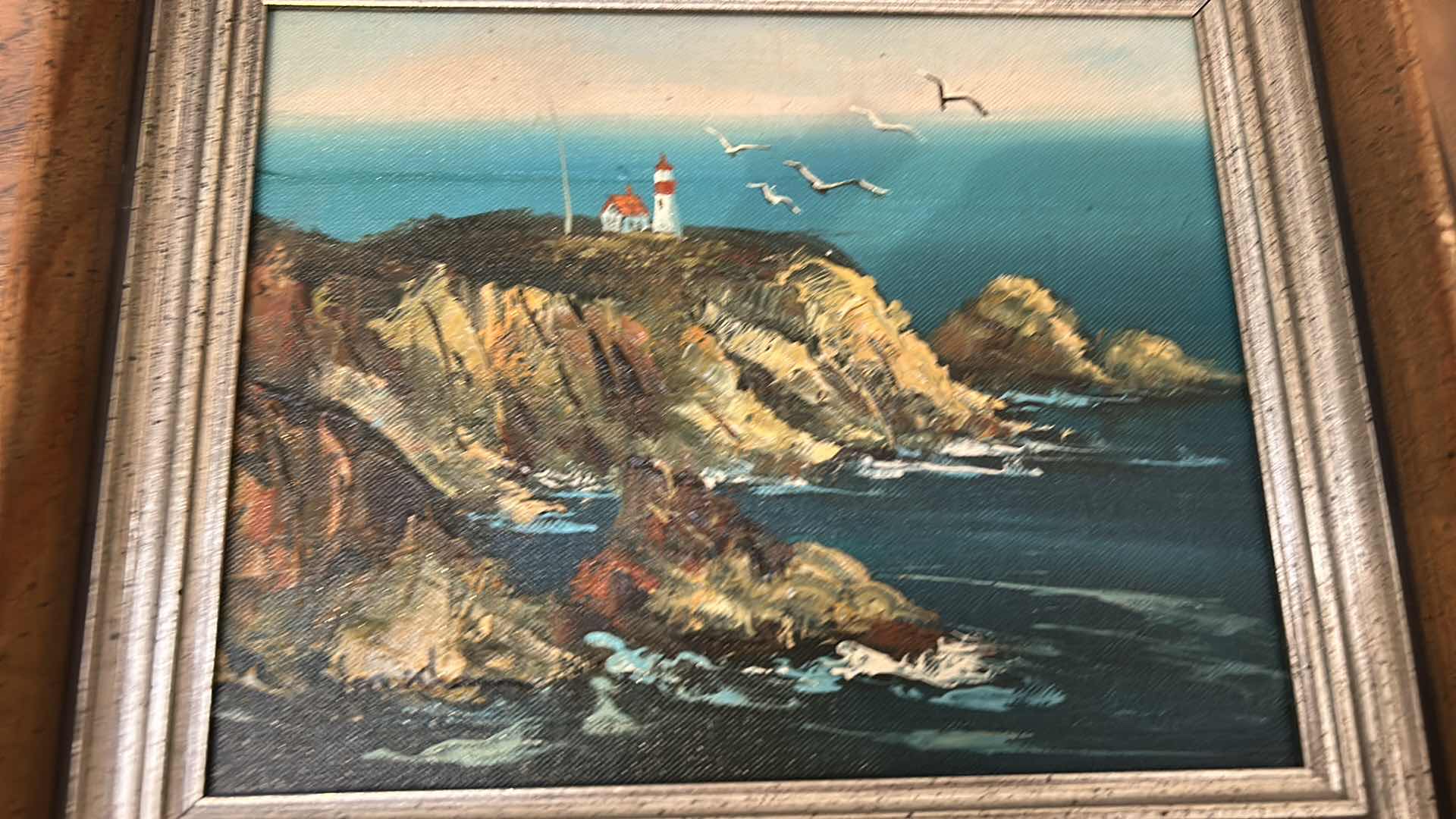 Photo 1 of 2 - WOOD FRAMED OIL PAINTINGS ON CANVAS  SEASCAPE ARTWORK 12 ” x 10 ”
