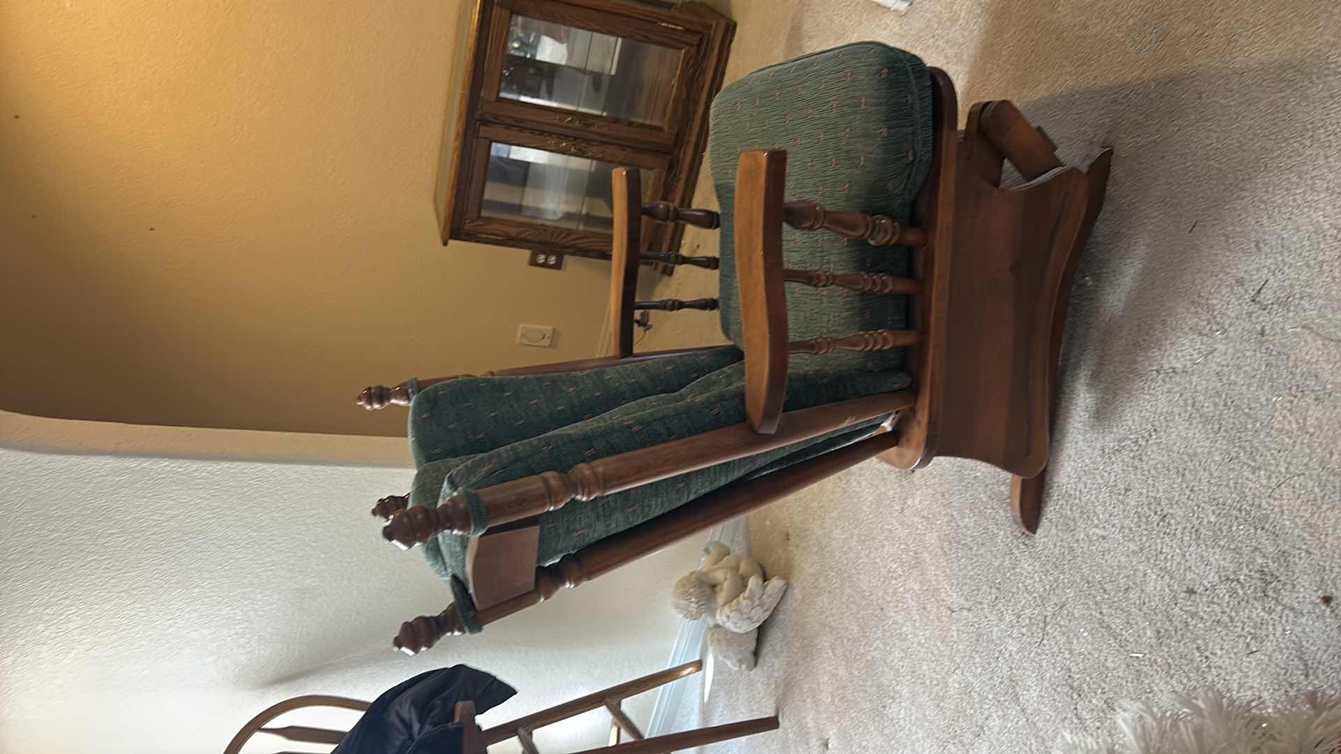 Photo 1 of VINTAGE COLONIAL-STYLE SOLID OAK GLIDER ROCKING CHAIR