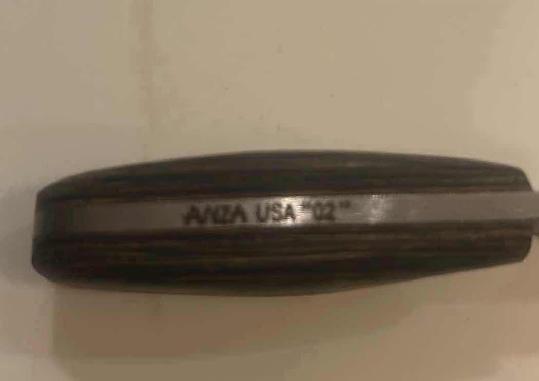 Photo 1 of MINIATURE ANZA "02" FILE KNIFE W BROWN LEATHER CASE