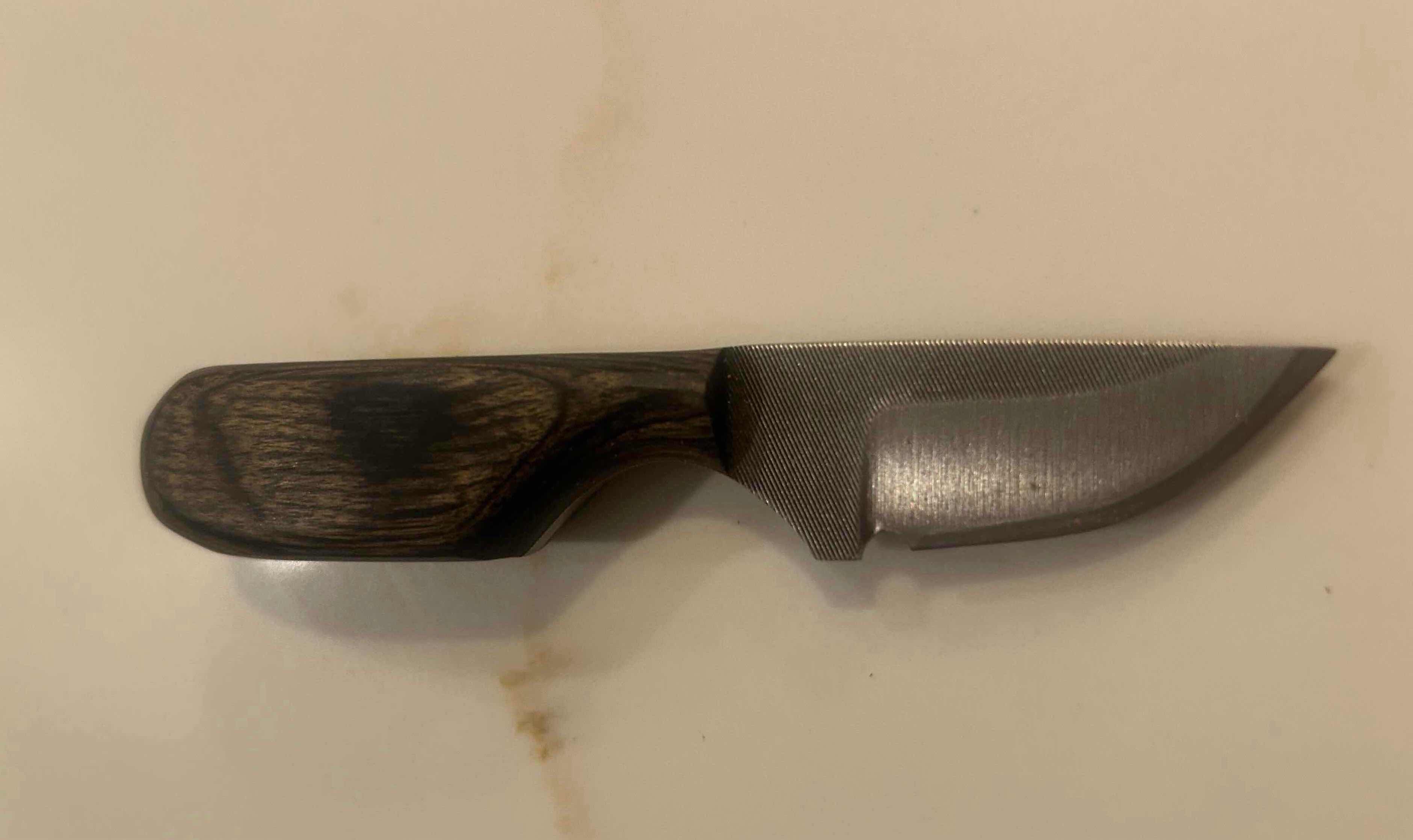 Photo 1 of MINIATURE ANZA "02" FILE KNIFE W BROWN LEATHER CASE