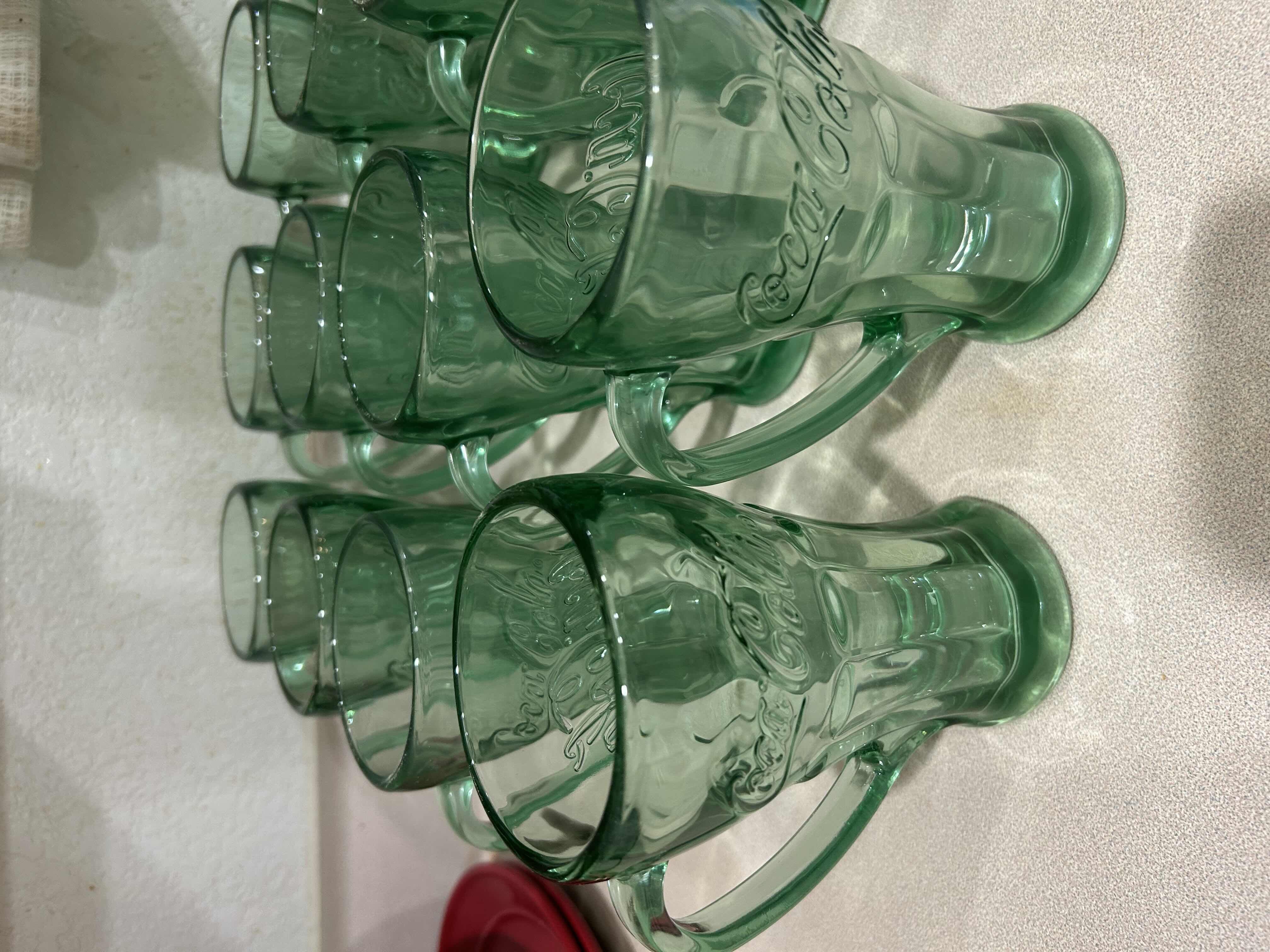 Photo 1 of 7- VINTAGE LIBBEY COCA COLA HEAVY GLASS MUG W EMBOSSED SCRIPT LOGO FLUTED