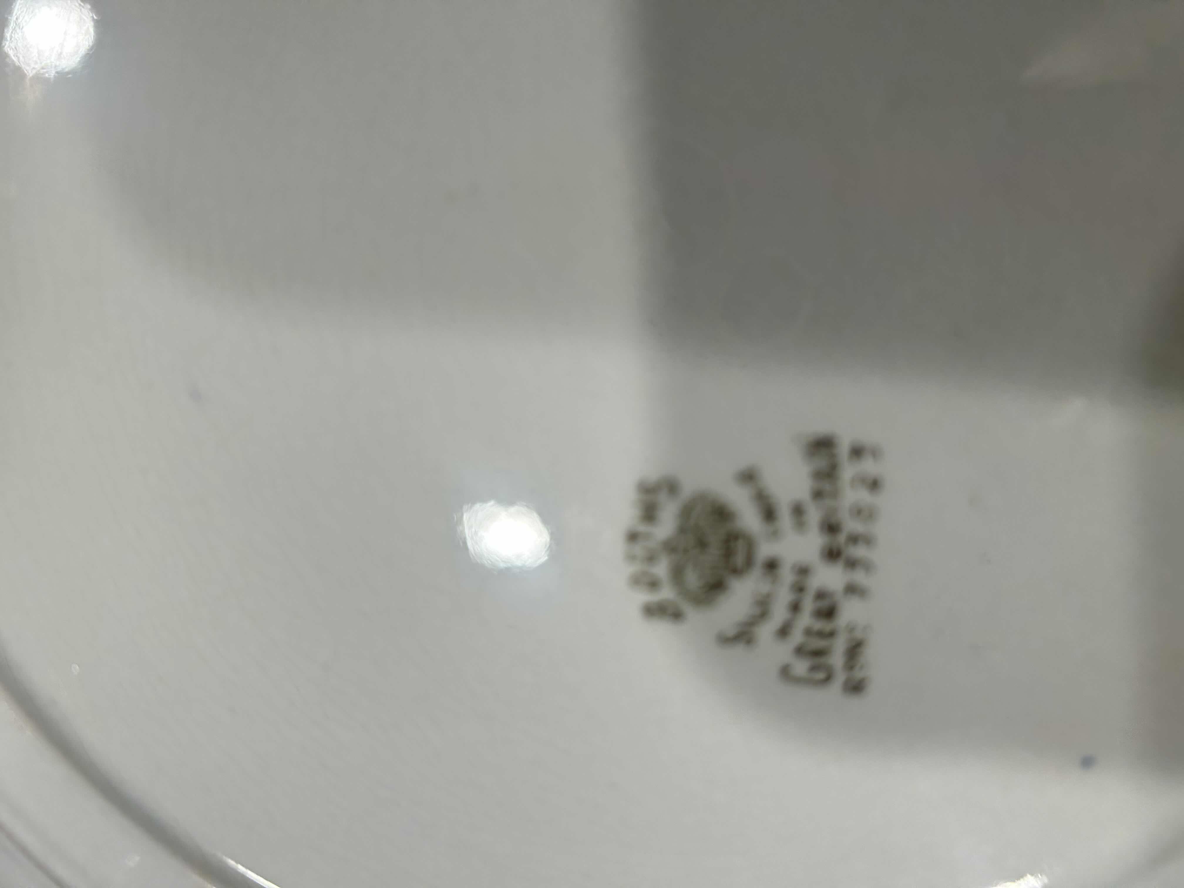 Photo 1 of 4- VINTAGE CERAMIC DINNER PLATE "PEONY " BY BOOTH BLUE WHITE