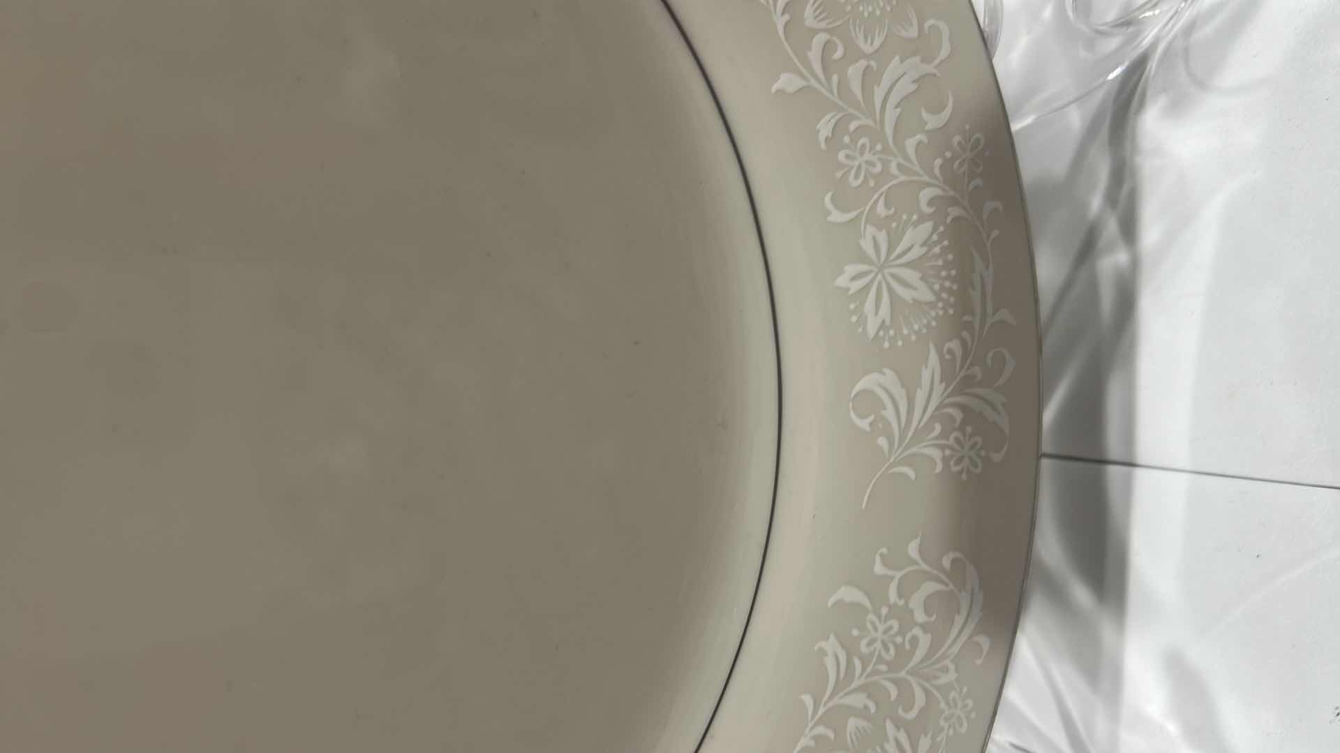Photo 1 of 10- IVORY FANTASY FINE CHINA DINNER PLATE W EMBOSSED FLORAL PATTERN