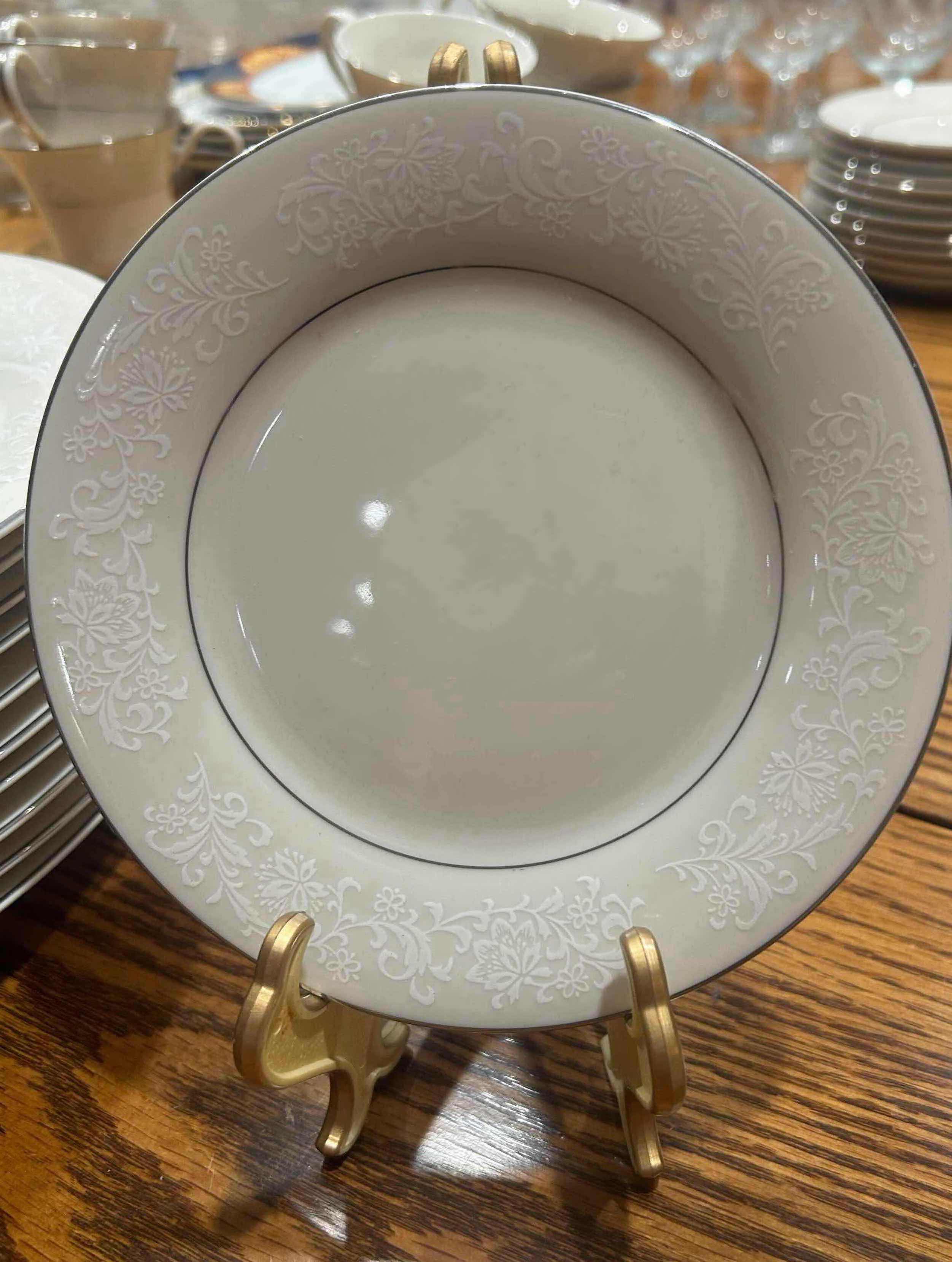 Photo 1 of 8- IVORY FANTASY FINE CHINA DESSERT PLATE W EMBOSSED FLORAL PATTERN