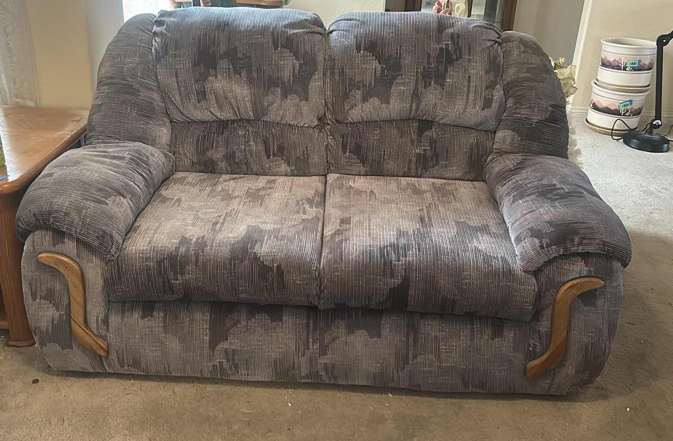 Photo 1 of 5’6” AMERICAN FURNITURE COMPANY BLUE UPHOLSTERED SOFA/LOVESEAT