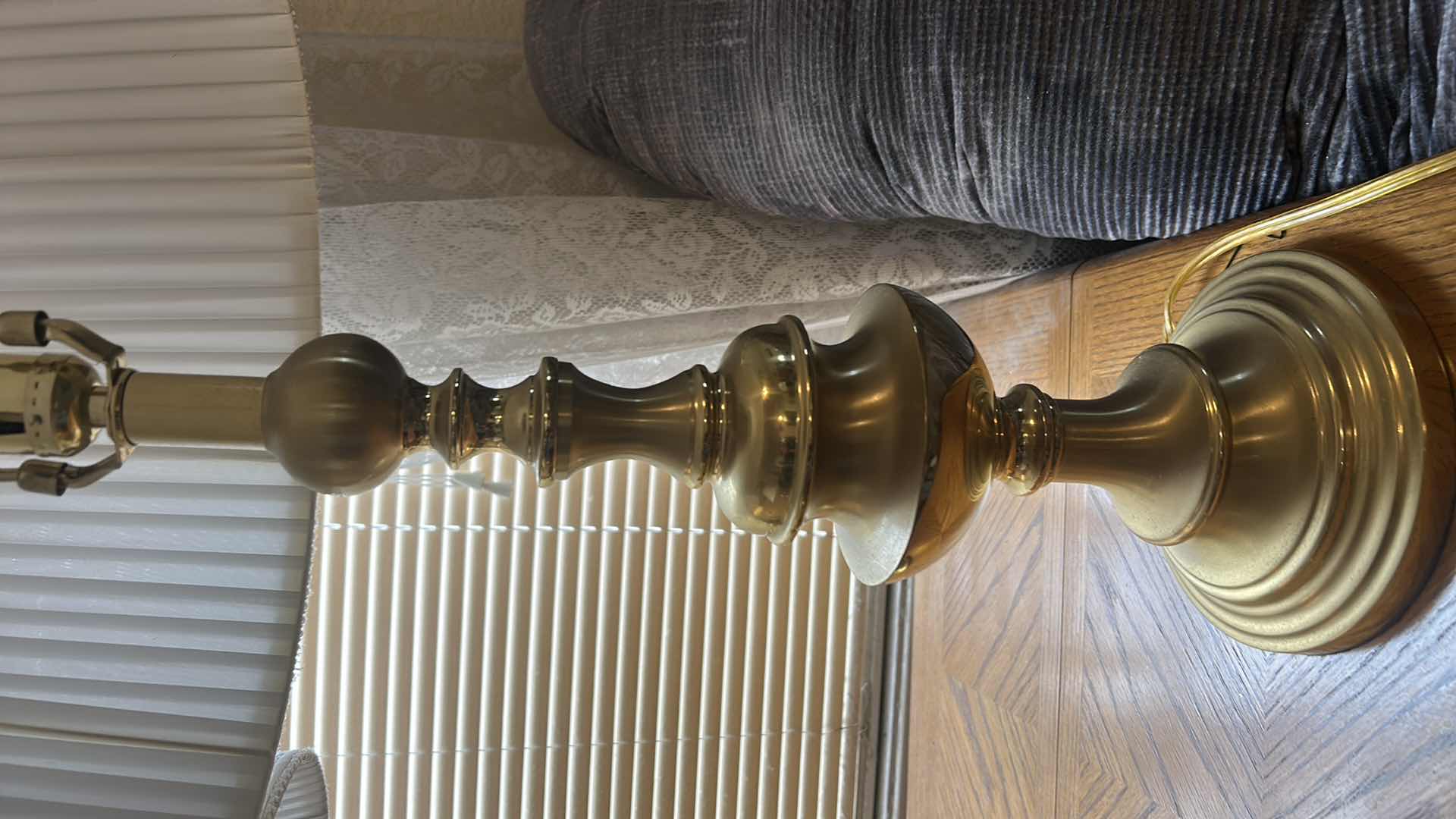 Photo 1 of 2 BRASS TABLE LAMPS W PLEATED SHADES  H30.5”