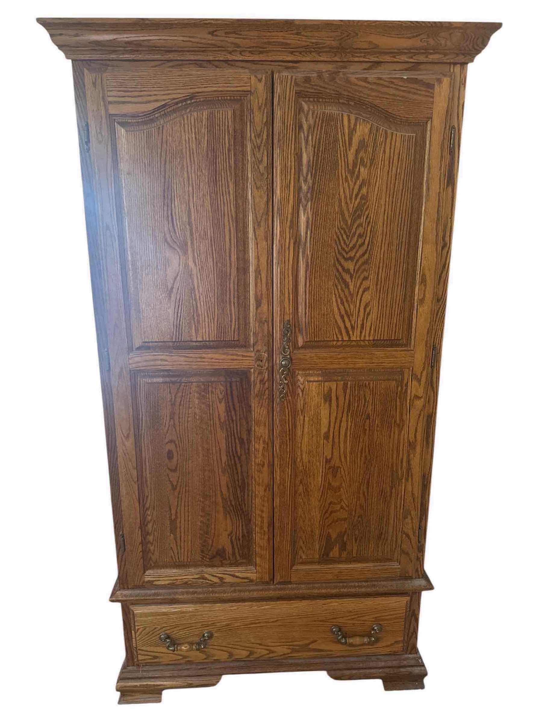 Photo 1 of VINTAGE 5 SHELF W/ DRAWER SOLID WOOD ARMOIRE 42" X 76"