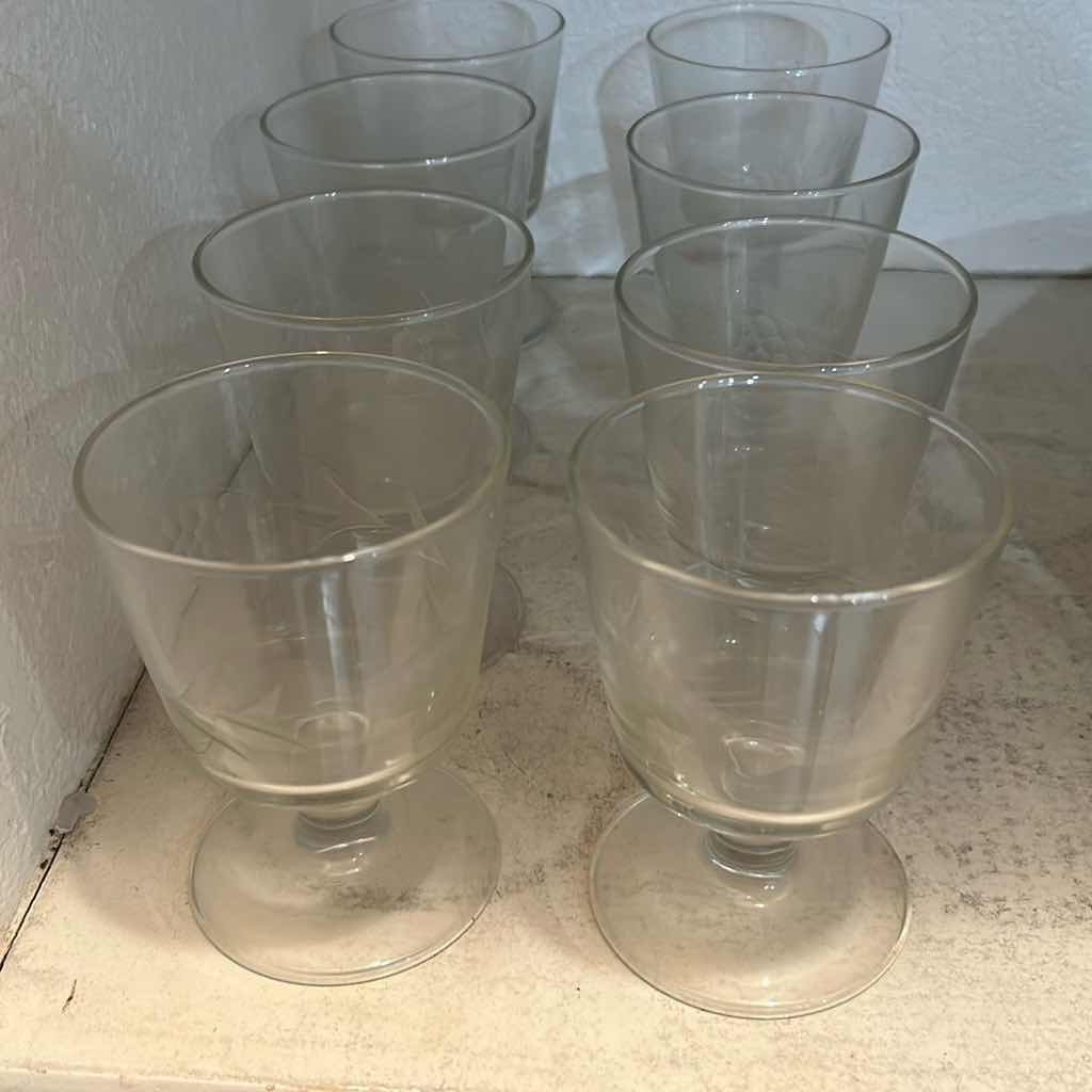 Photo 1 of 8-CLEAR GLASS SMALL PEDESTAL STEMWARE
