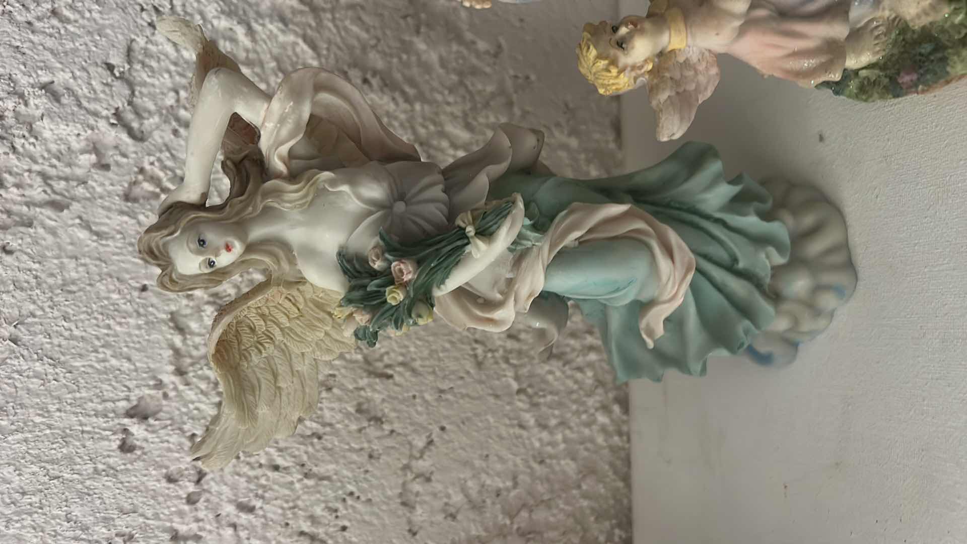 Photo 1 of 4- RESIN ANGEL FIGURINES H8.5”