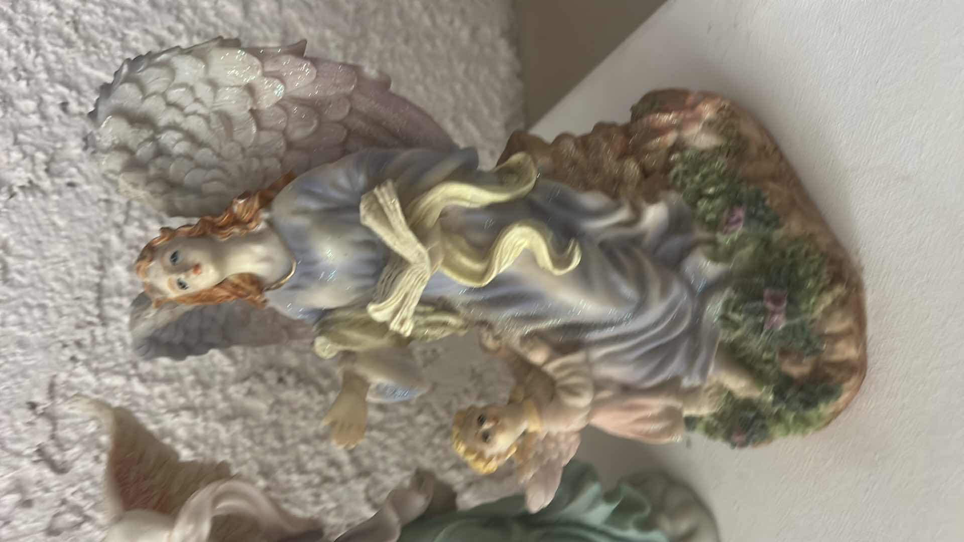 Photo 1 of 4- RESIN ANGEL FIGURINES H8.5”