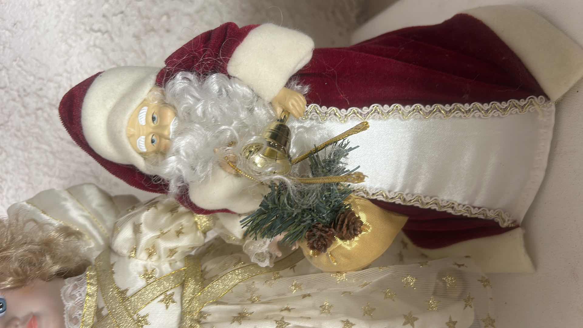 Photo 1 of PORCELAIN ANGEL AND SANTA TREE TOPPER TALLEST 14”