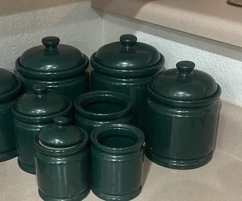 Photo 1 of 8- GREEN CERAMIC CANISTERS