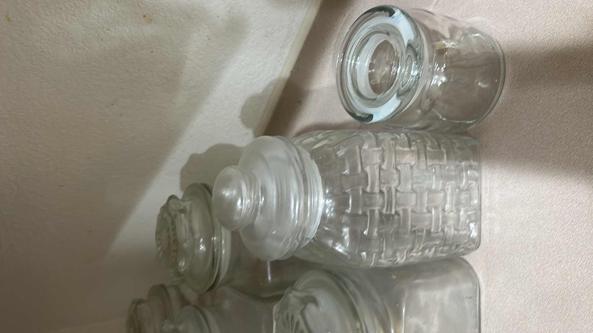 Photo 1 of 11- ASSORTMENT OF CLEAR GLASS CANISTERS
