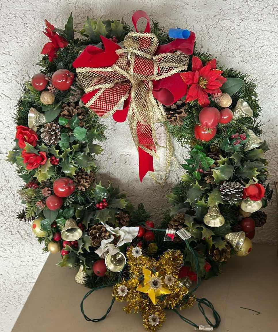 Photo 1 of DECORATED LIGHTED CHRISTMAS WREATH