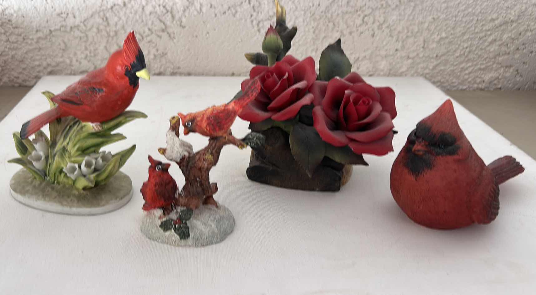 Photo 1 of FOUR CERAMIC CARDINAL FIGURINES, TALLEST H 5.5”