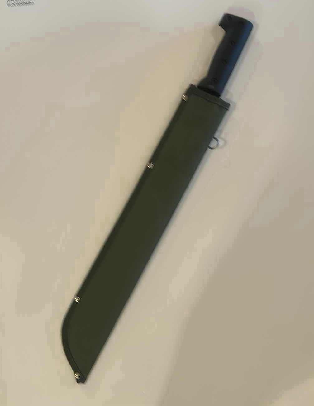 Photo 1 of BLACK BLADED MILITARY STYLE MACHETE W POLYMER HANDLE & OLIVE DRAB SHEATH