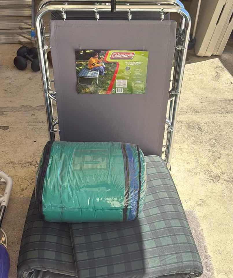 Photo 1 of NIB COLEMAN CAMP BED W/ SLEEPING BAG & MATTRESS PAD