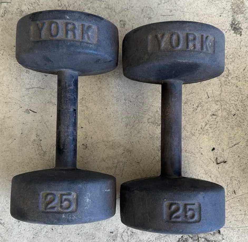 Photo 1 of 2 YORK IRON ROUNDHEAD DUMBBELLS  25LBS