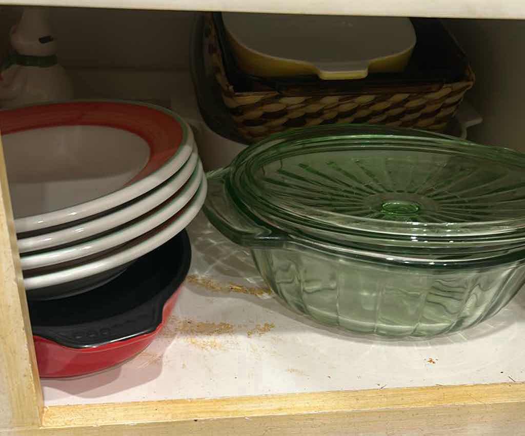 Photo 1 of CONTENTS OF SHELF PIE PLATES CASSEROLE DISHES