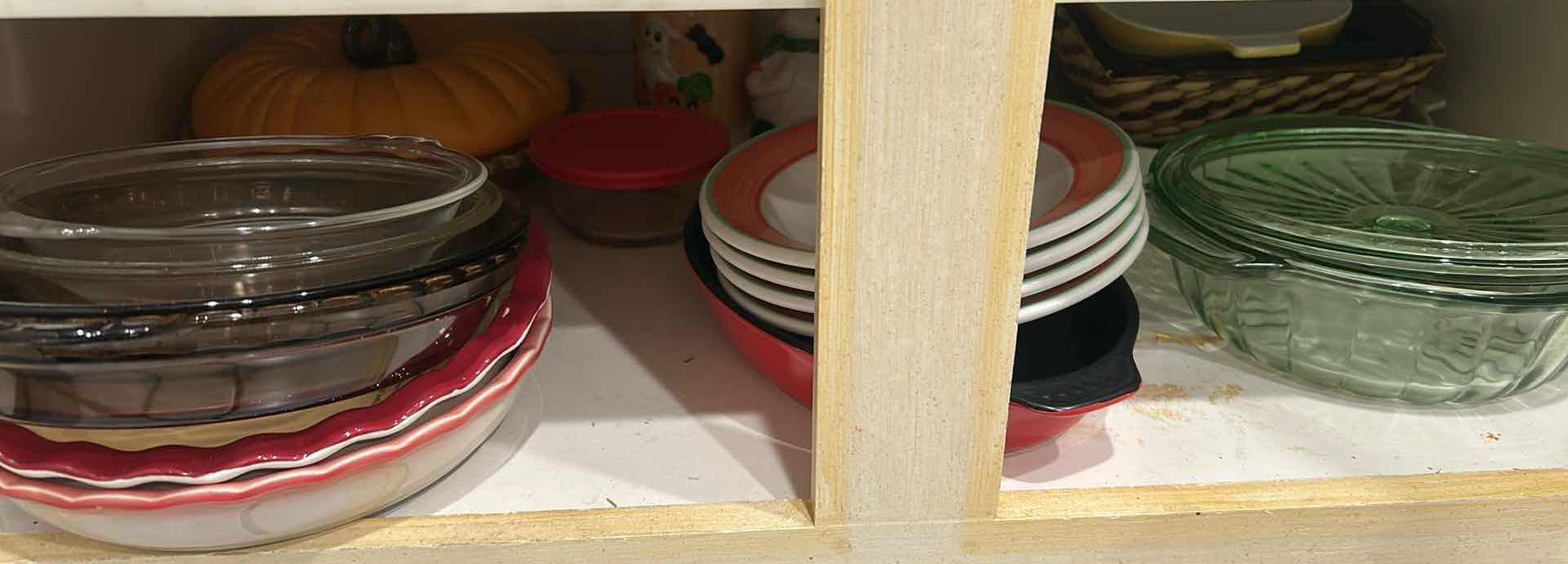 Photo 1 of CONTENTS OF SHELF PIE PLATES CASSEROLE DISHES