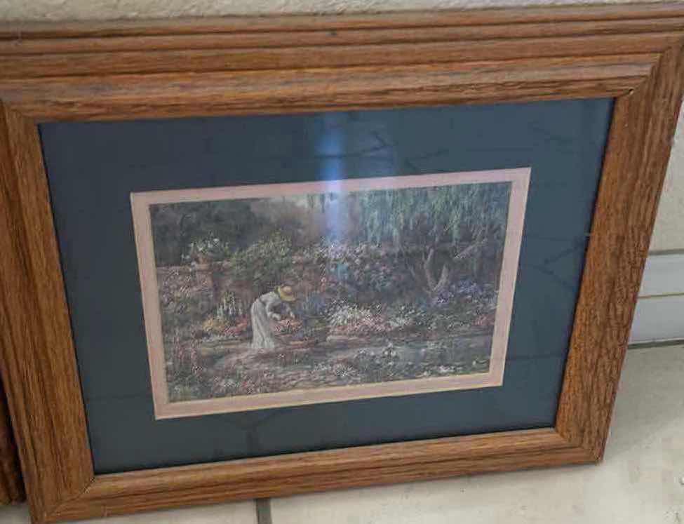 Photo 1 of 3- OAK FRAMED ARTWORKS 17" X 15" LARGEST