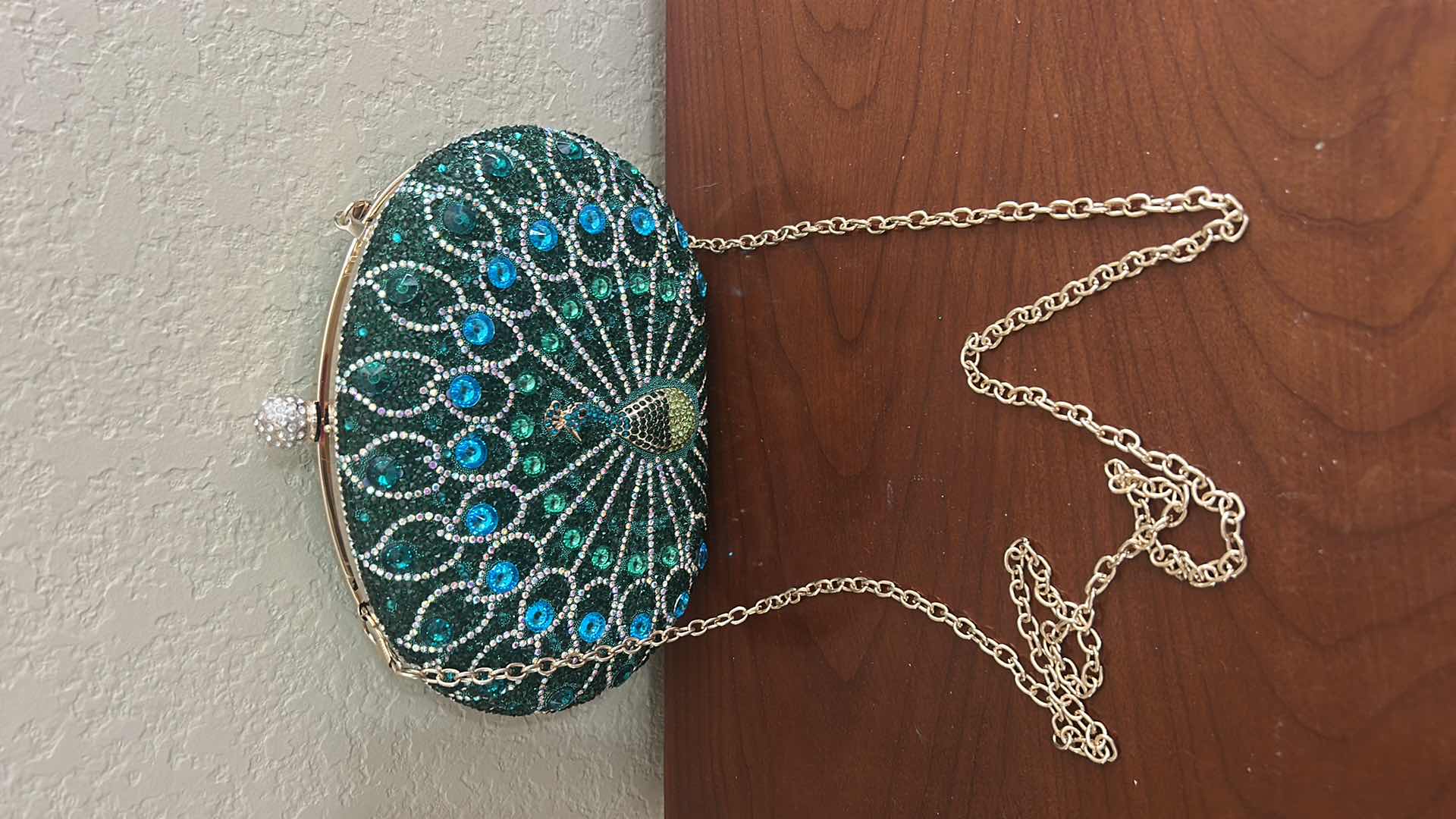 View 4 of RHINESTONE PEACOCK EVENING CLUTCH BAG