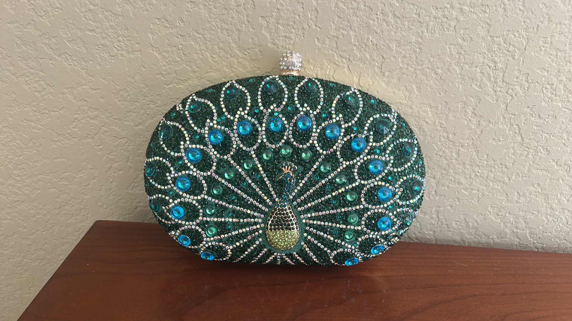 View 3 of RHINESTONE PEACOCK EVENING CLUTCH BAG
