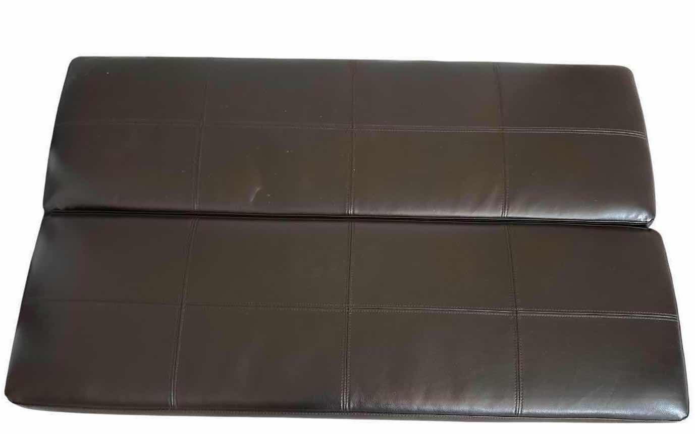 Photo 1 of BROWN FAUX LEATHER CONVERTIBLE SMALL SINGLE SLEEPER STORAGE OTTOMAN W/WHEELS 46”X28”H16”
