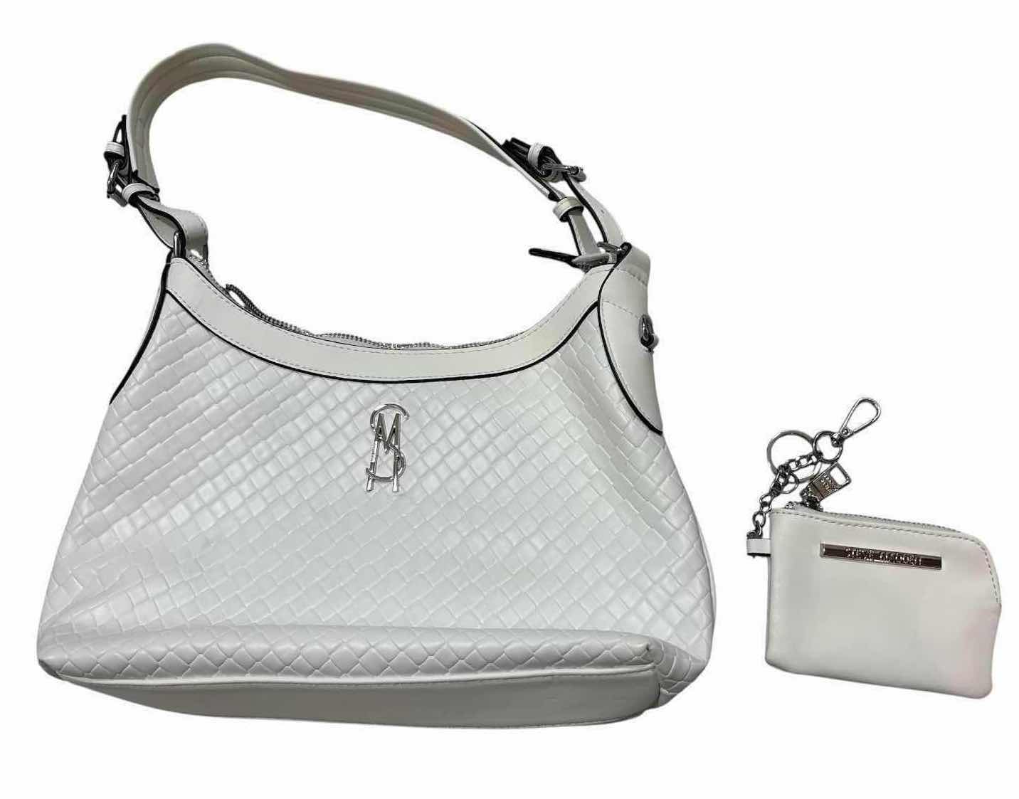 Photo 1 of 2-PCS STEVE MADDEN WHITE WOVEN SHOULDER BAG WITH MATCHING ZIP POUCH 13.5”X7” $55