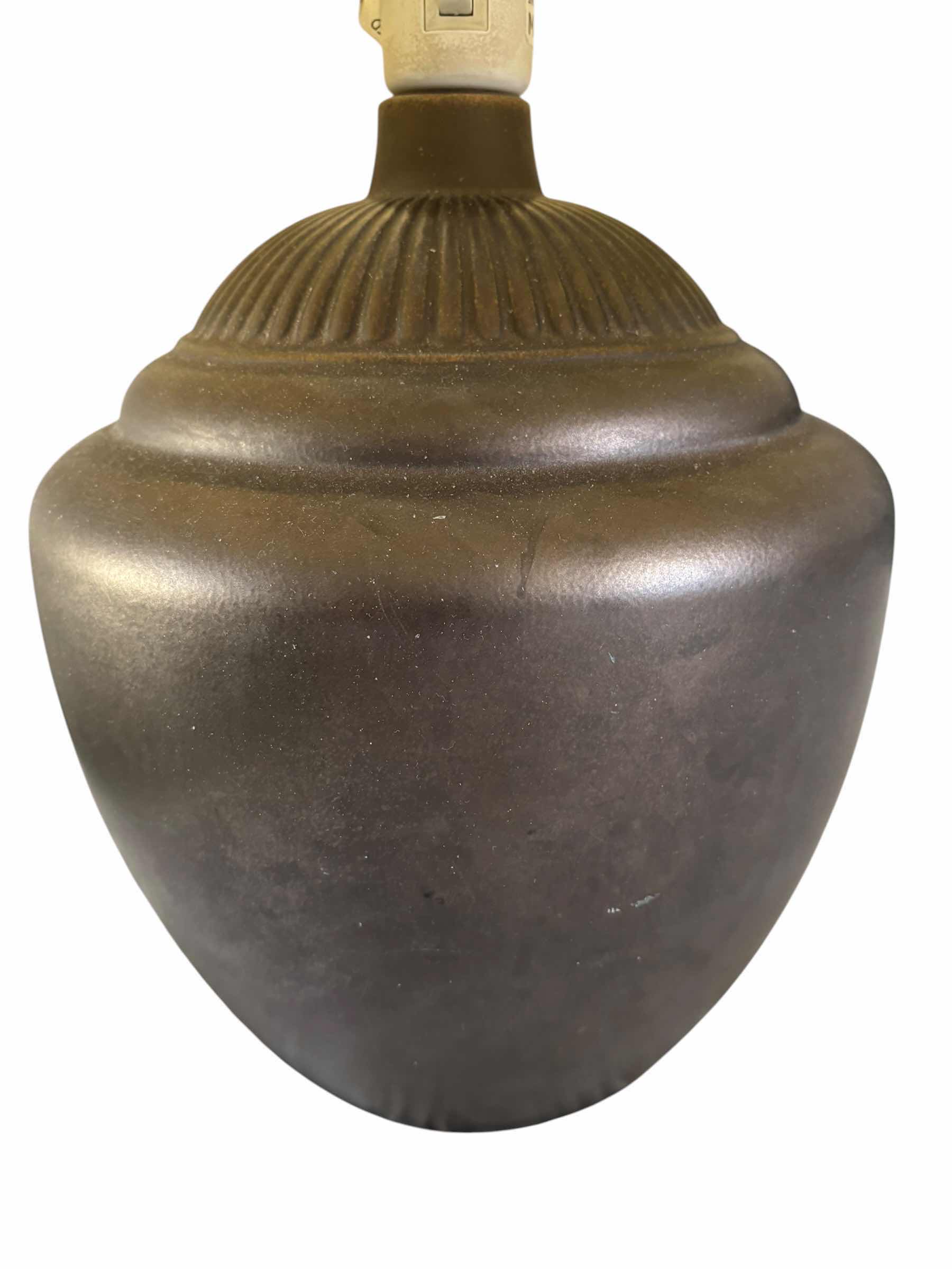 Photo 1 of SET OF TWO MATCHING LAMPS, ONE SHADE IS DAMAGED H21”