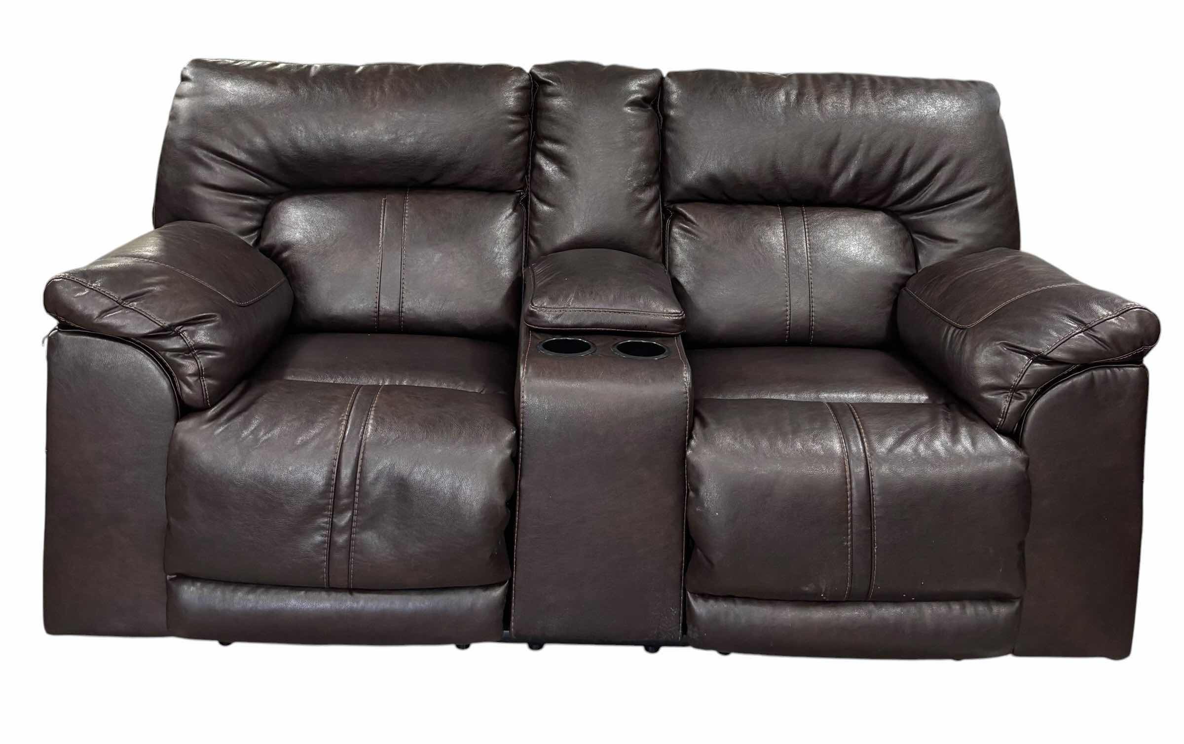 Photo 1 of SIGNATURE DESIGN BY ASHLEY BARRETSVILLE DURABLEND CHOCOLATE COUCH WITH CONSOLE 80”L $2180