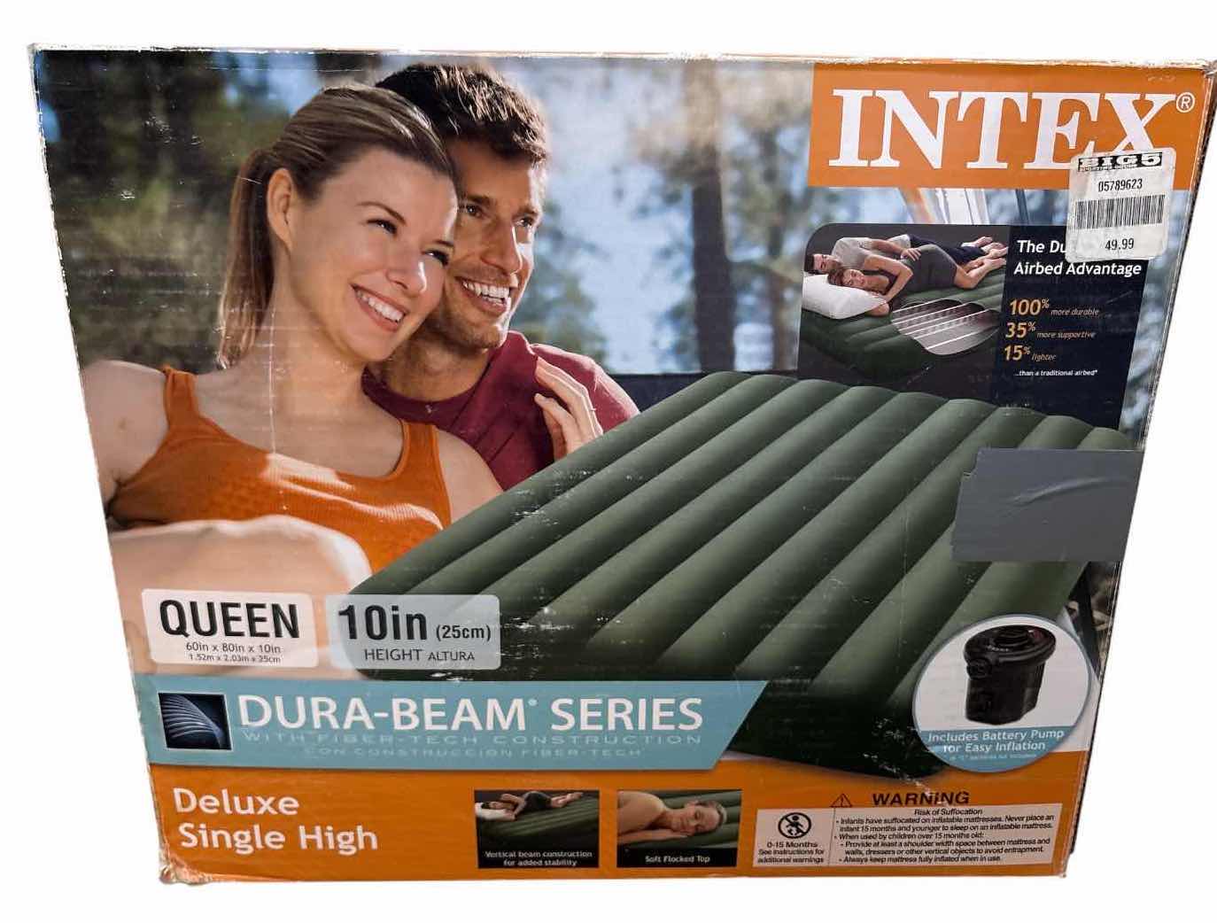 Photo 1 of INTEX DURA-BEAM DELUXE QUEEN AIR MATTRESS WITH BATTERY PUMP H10”