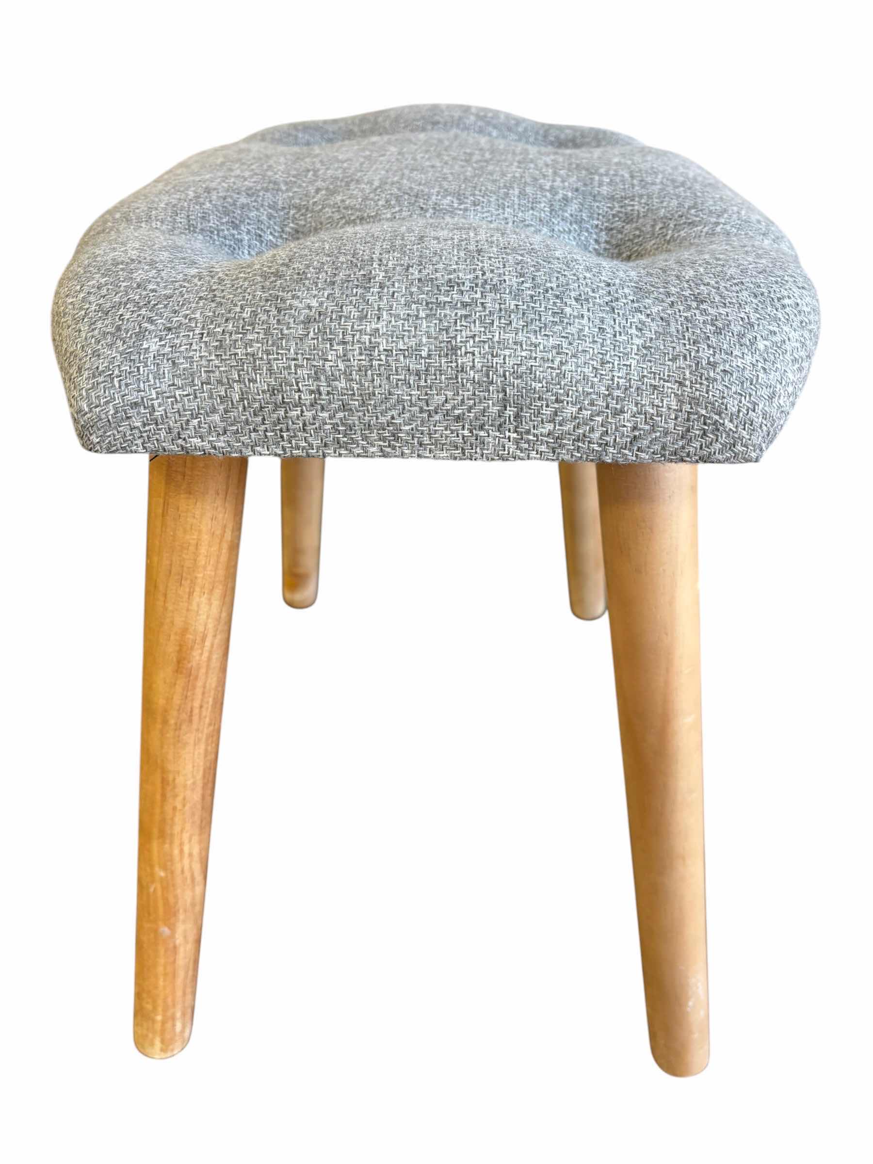 Photo 1 of UPHOLSTERED STOOL WITH FOUR ANGLED WOODEN LEGS H18”
