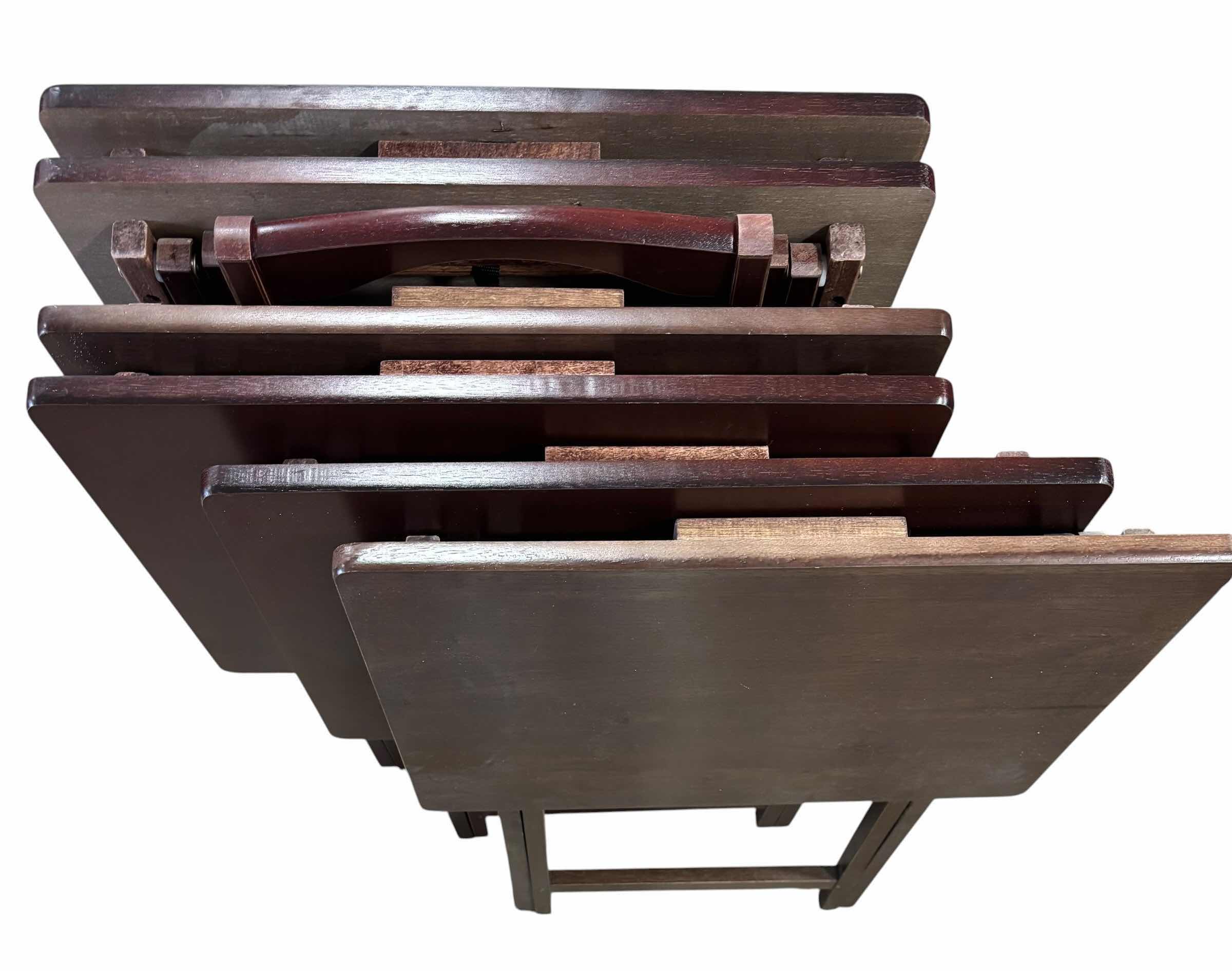 Photo 1 of SET OF FOUR TV TRAY TABLES & RACK WITH TWO EXTRA TRAY TABLES