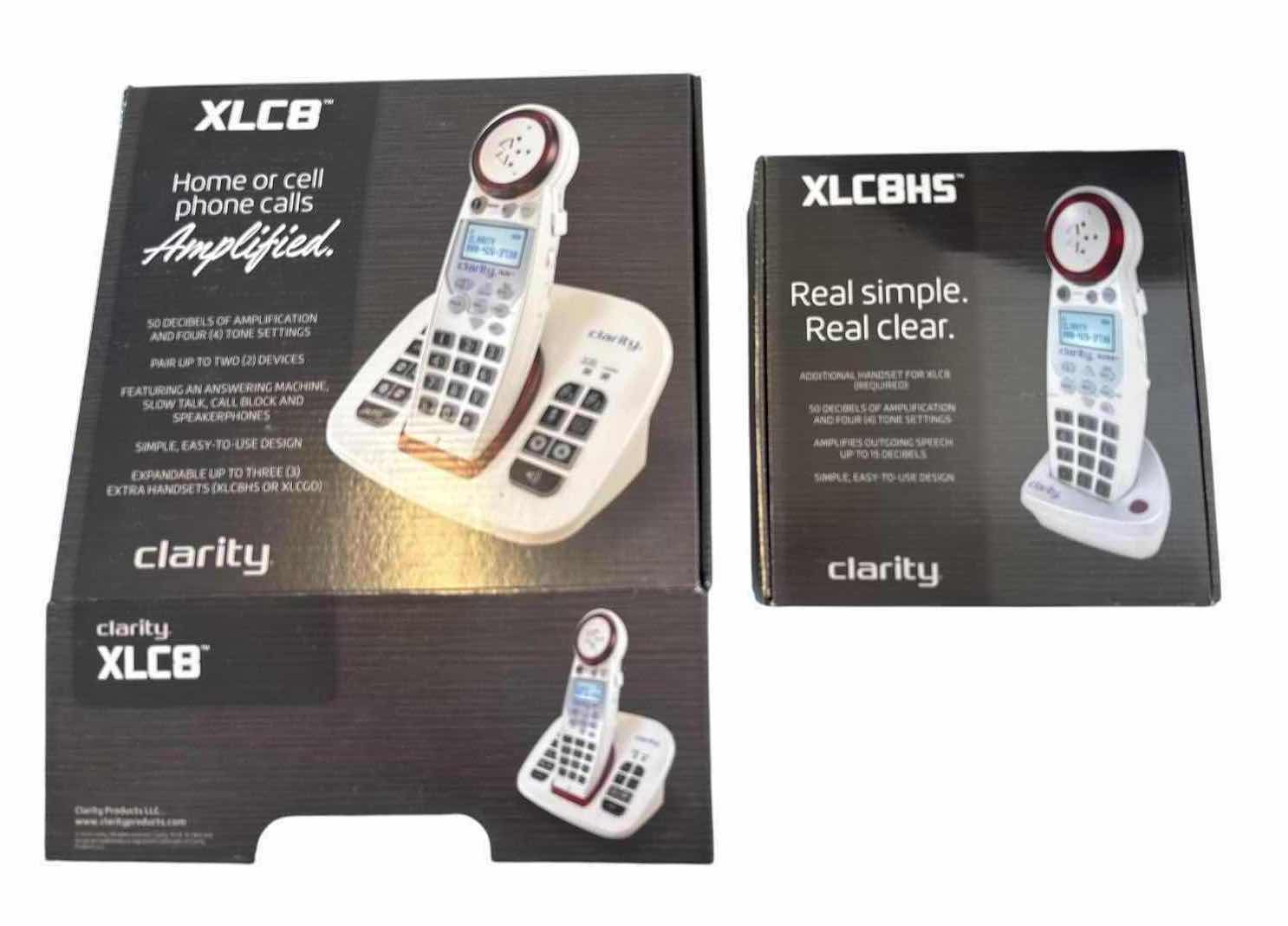 Photo 1 of 2-PCS CLARITY XLC8 AMPLIFIED CORDLESS PHONE WITH XLC8HS EXTRA HANDSET
