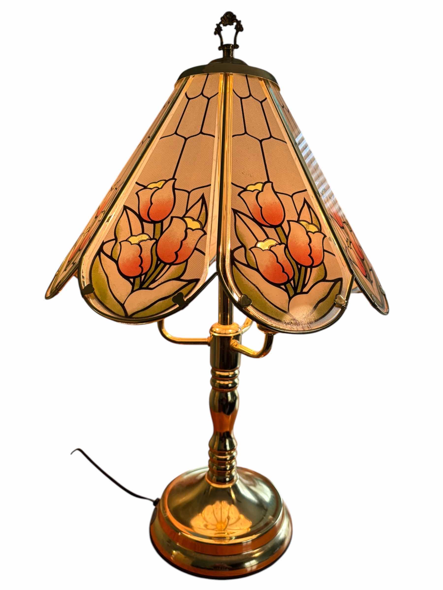 View 2 of VINTAGE TIFFANY STYLE TABLE TOUCH LAMP H24”