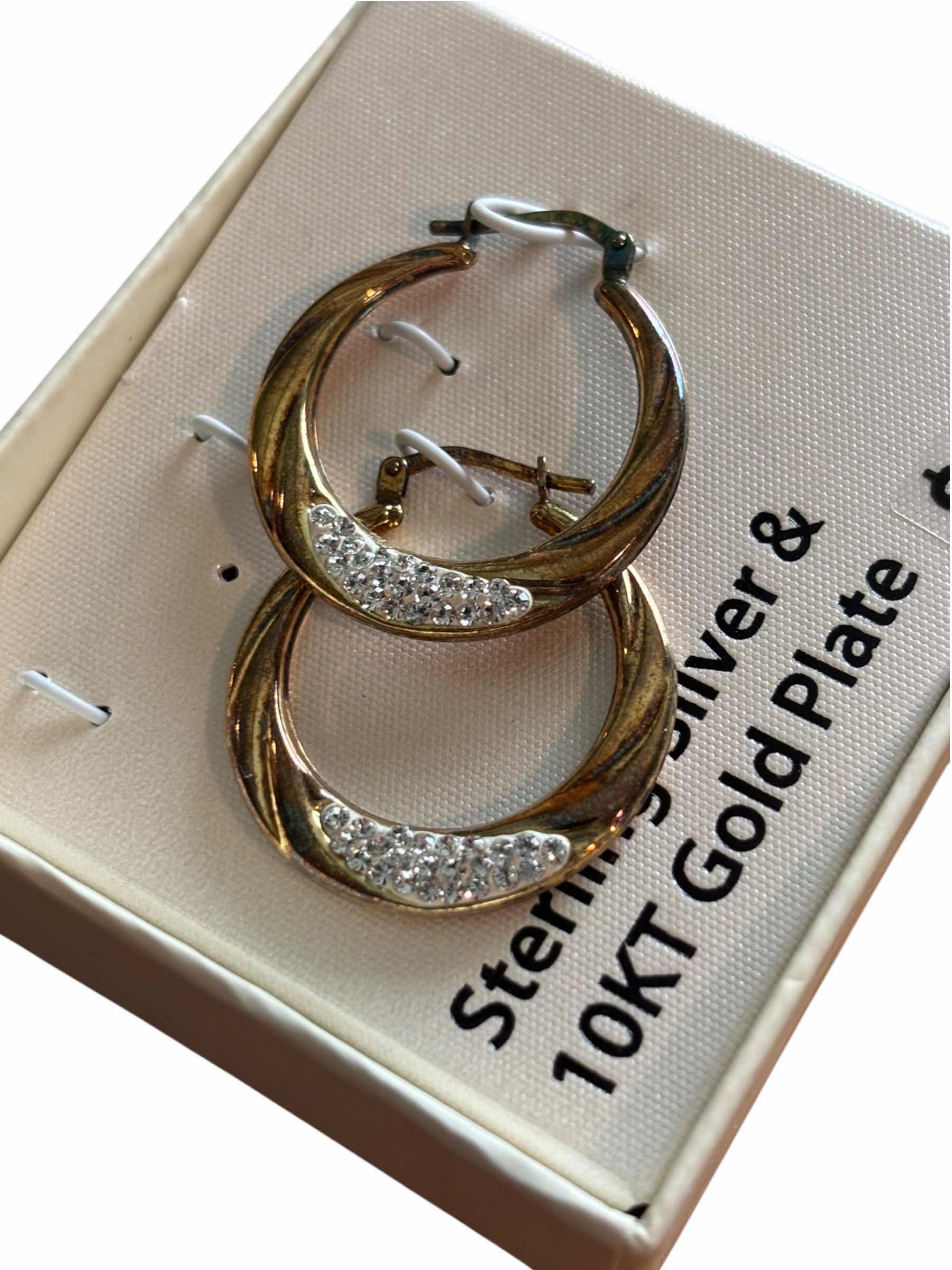 View 2 of NIB STERLING SILVER & 10KT GOLD PLATE EARRINGS $54