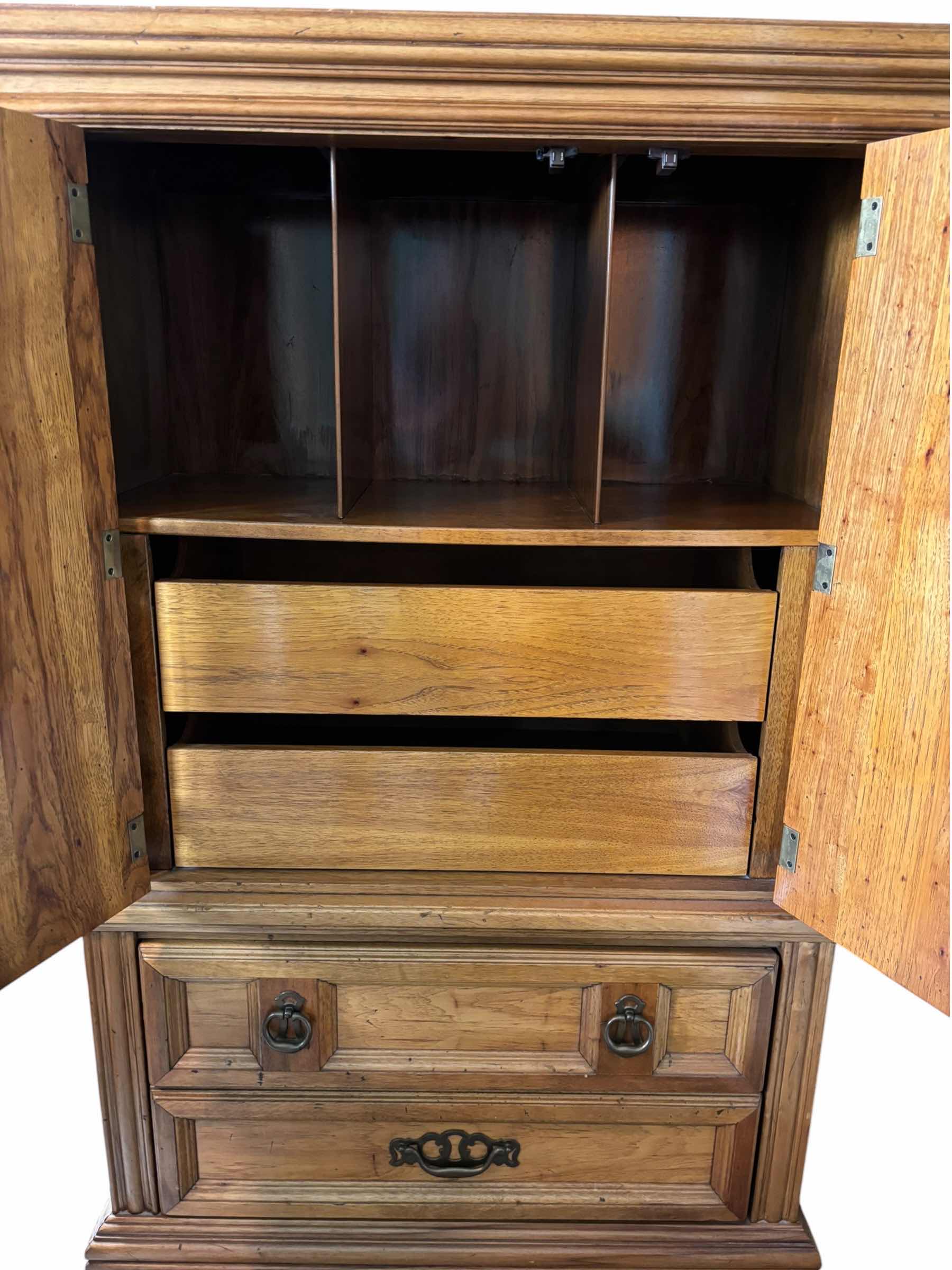 View 2 of VINTAGE PINE 4 DRAWER ARMOIRE 39” X 18”  H60”