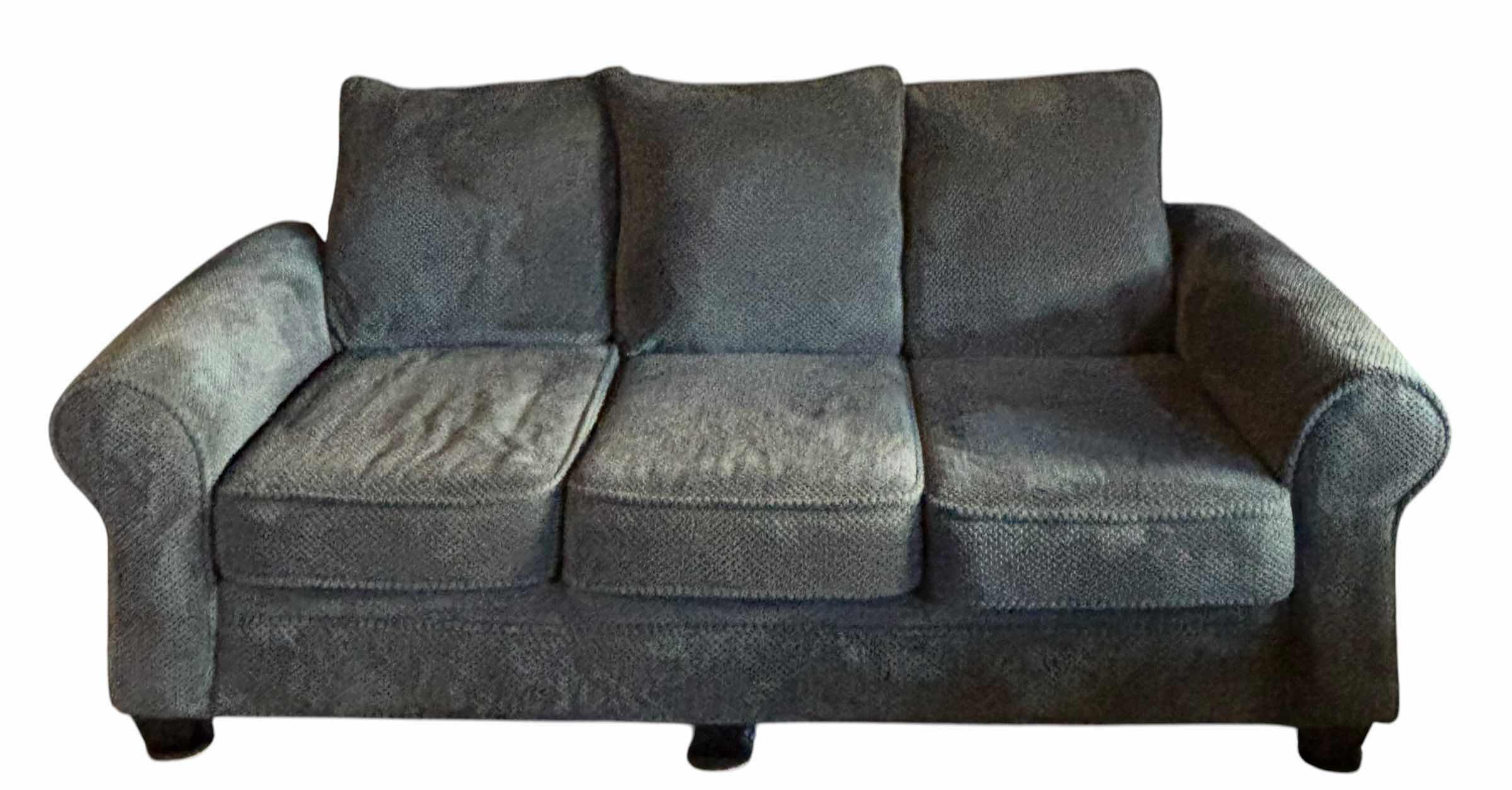 View 1 of SLATE GRAY THREE CUSHION COUCH 95”L