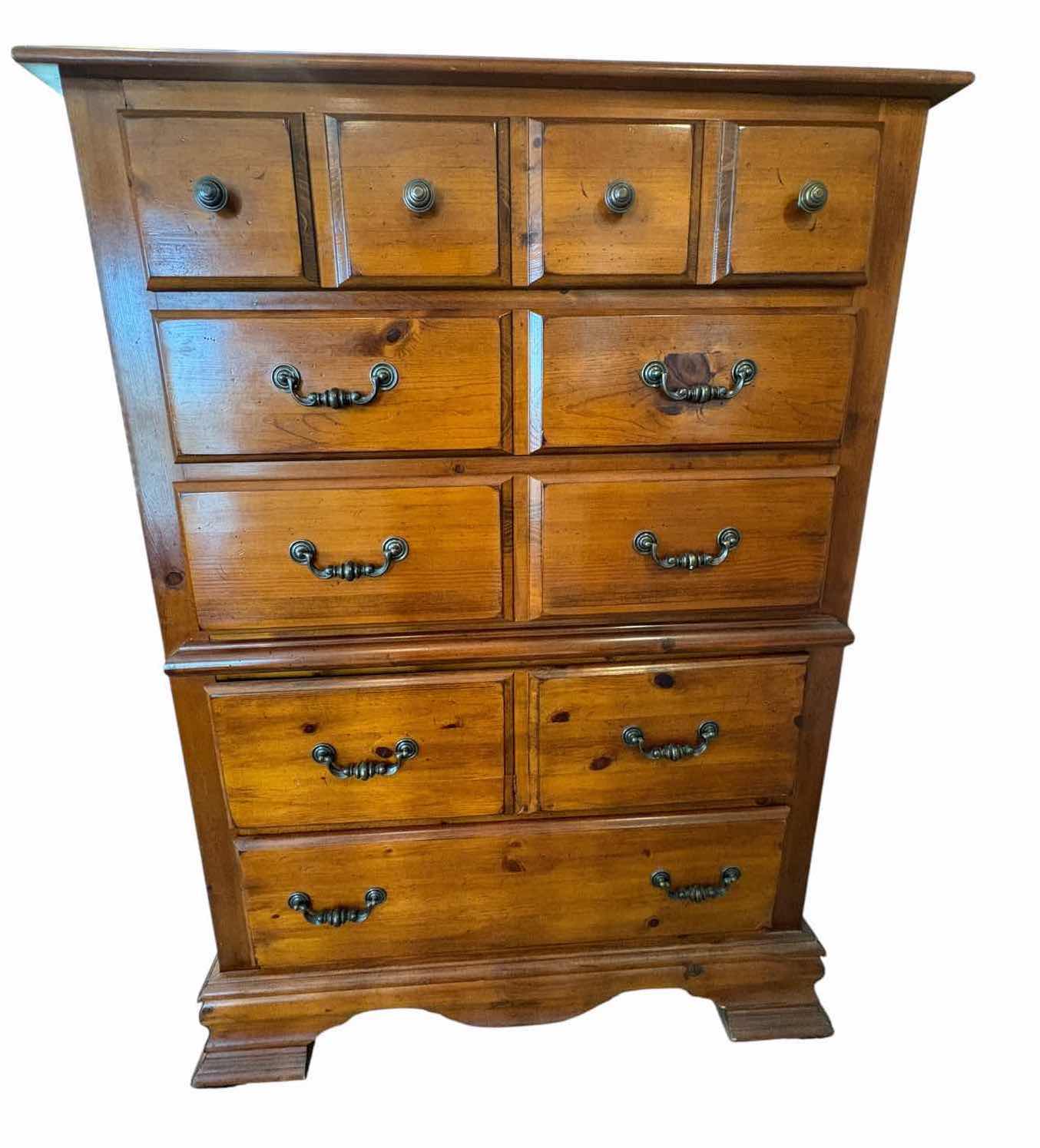 Photo 1 of SOLID WOOD 5-DRAWER TALL DRESSER / CHEST OF DRAWERS – MEDIUM BROWN FINISH 40”X19”H56” $350