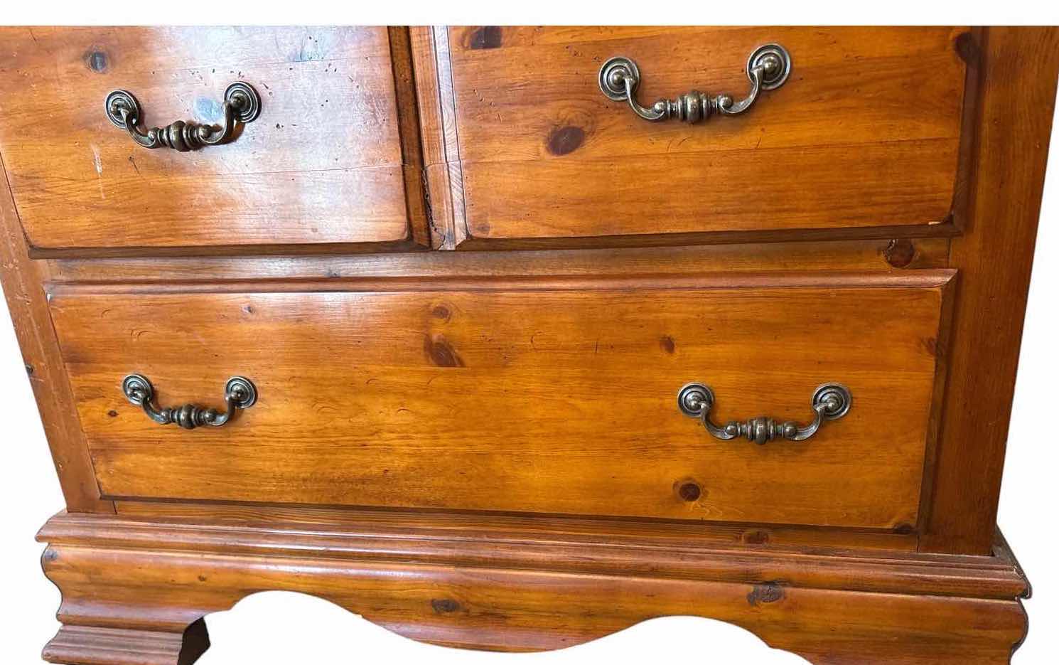 View 3 of SOLID WOOD 5-DRAWER TALL DRESSER / CHEST OF DRAWERS – MEDIUM BROWN FINISH 40”X19”H56” $350