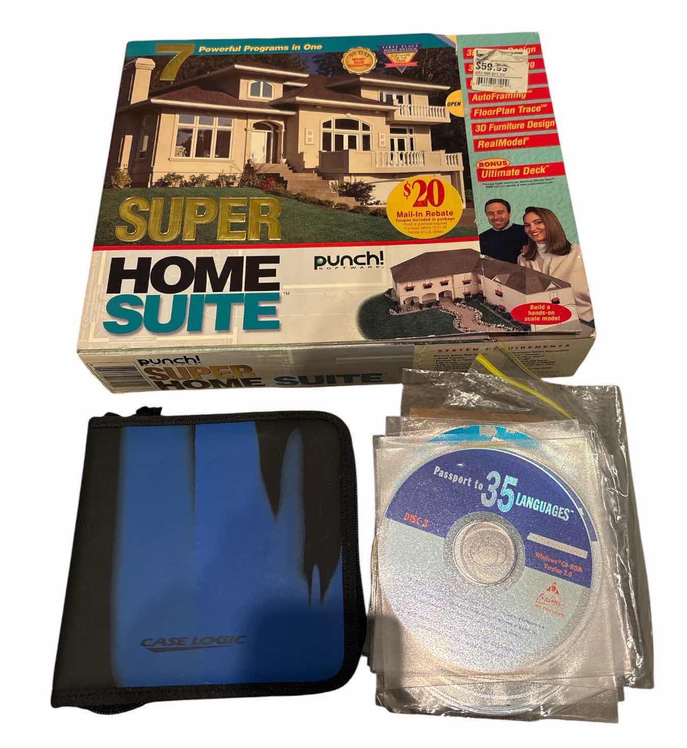 View 1 of PUNCH! SUPER HOME SUITE SOFTWARE, CASE LOGIC CD CASE & ASSORTED SOFTWARE DISCS