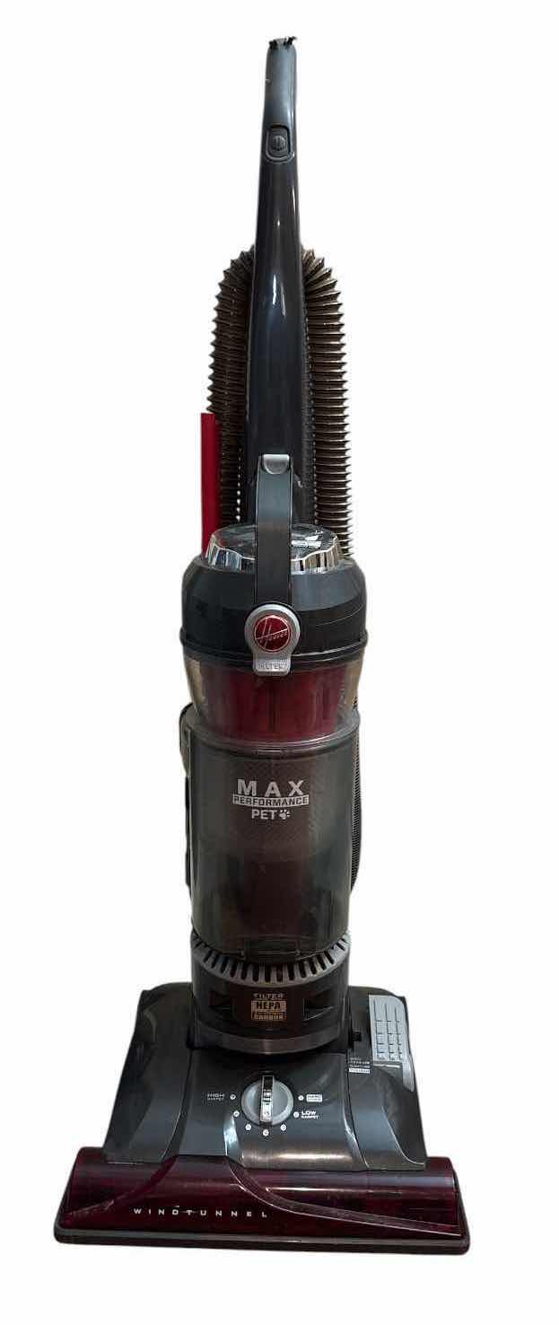 View 1 of HOOVER MAX PERFORMANCE PET BAGLESS UPRIGHT VACUUM CLEANER – GRAY & BURGUNDY $85