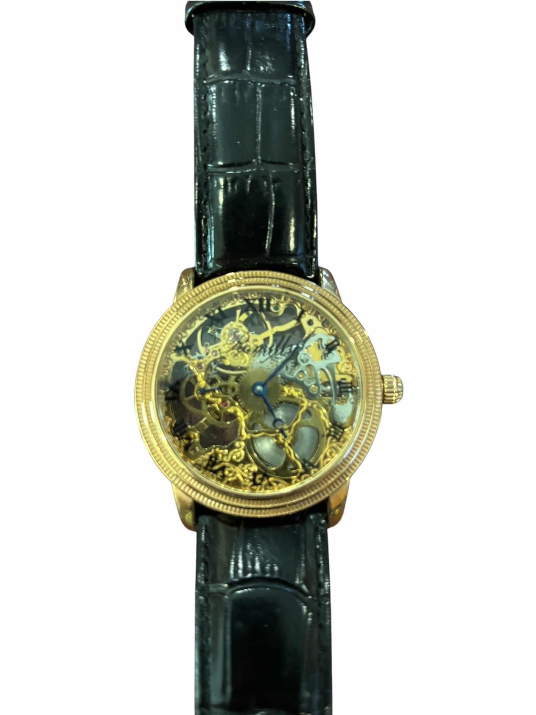 View 2 of ROMILLY SKELETON MECHANICAL WATCH WITH LEATHER BAND